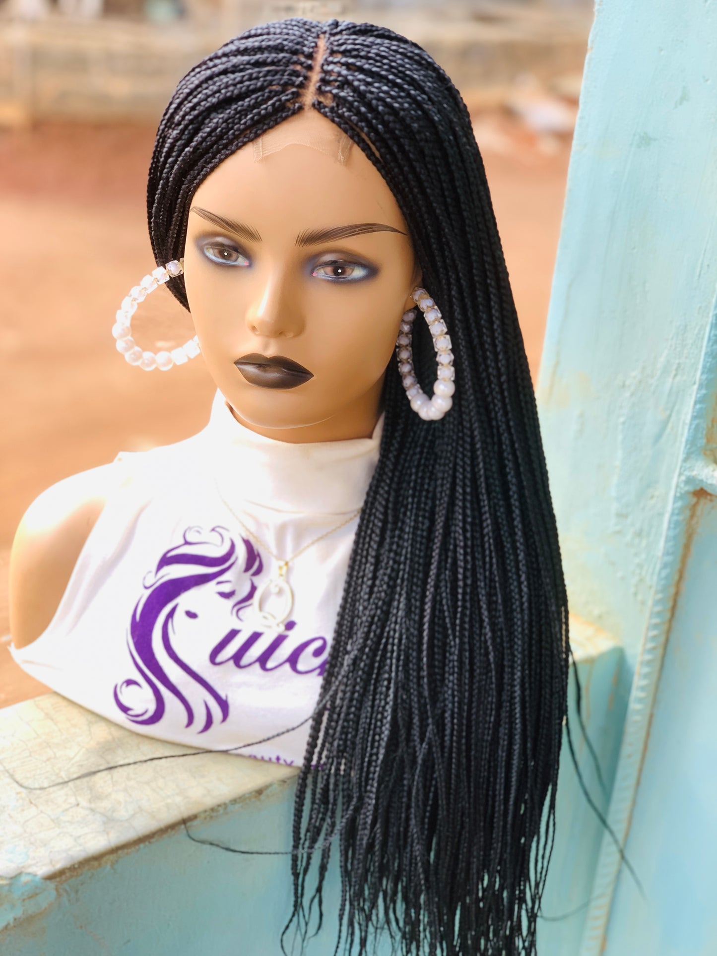 Small knotless Braided Wig, Box Braids, Synthetic Hair,