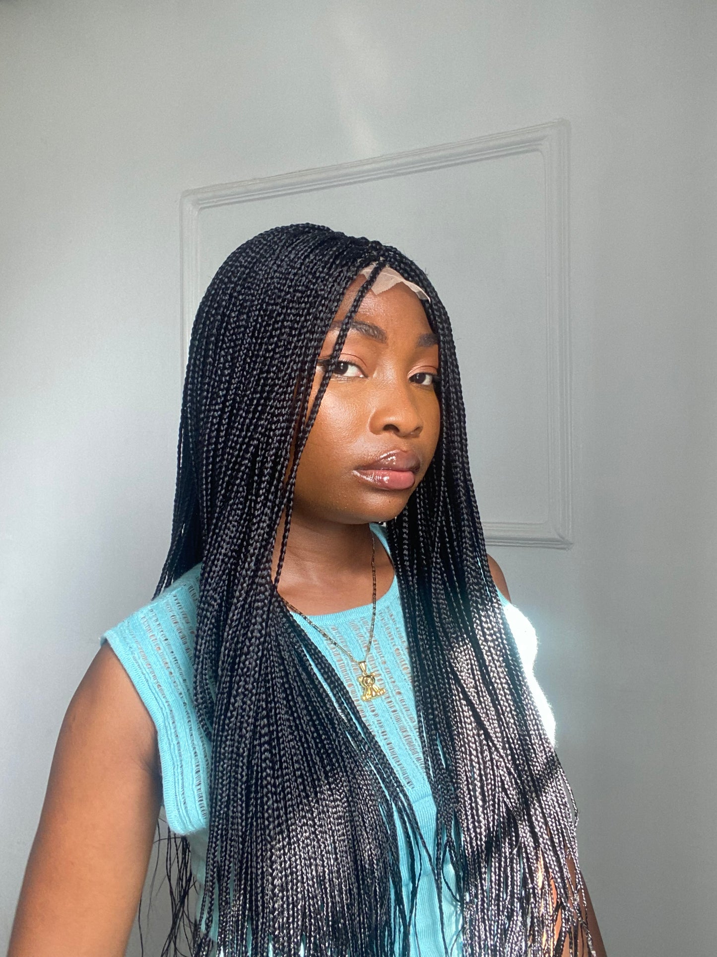 Small knotless Braided Wig, Box Braids, Synthetic Hair,