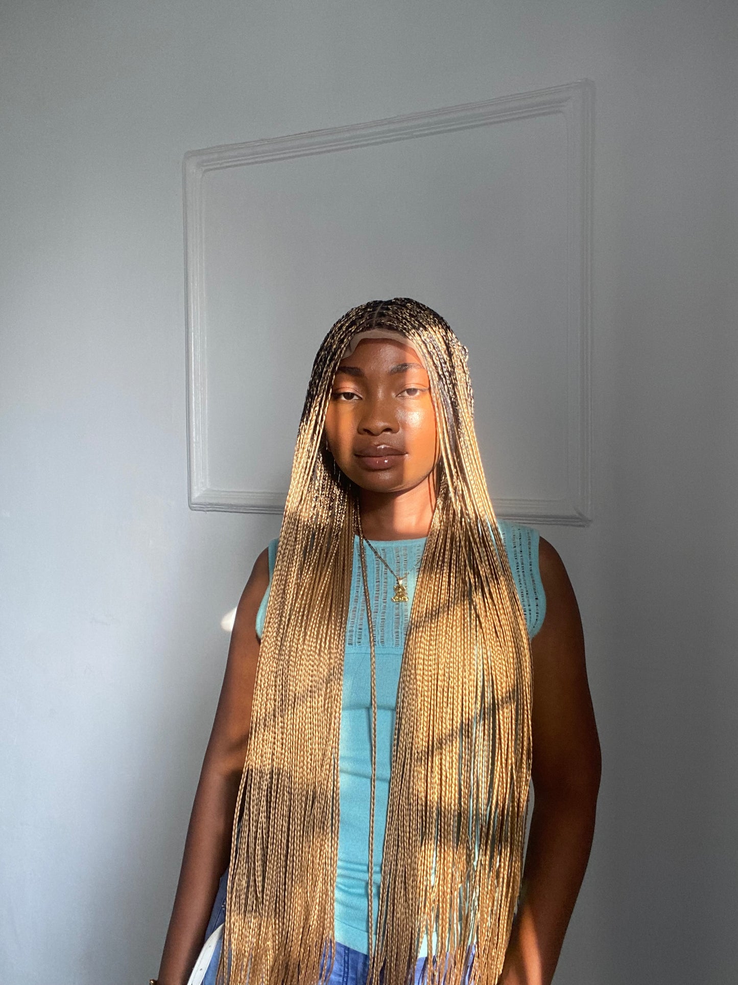 Bone Straight Braids On Full Lace Wig