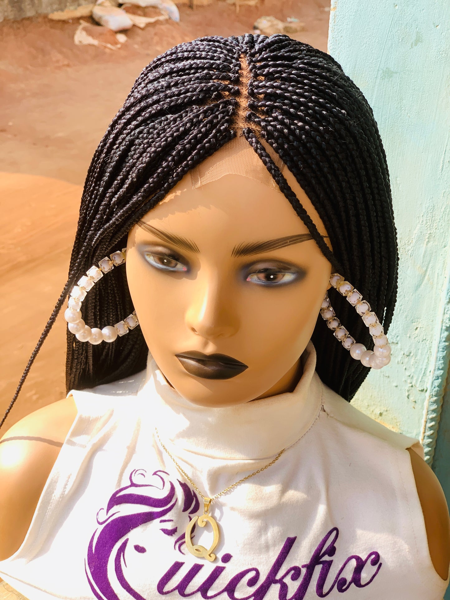 Small knotless Braided Wig, Box Braids, Synthetic Hair,
