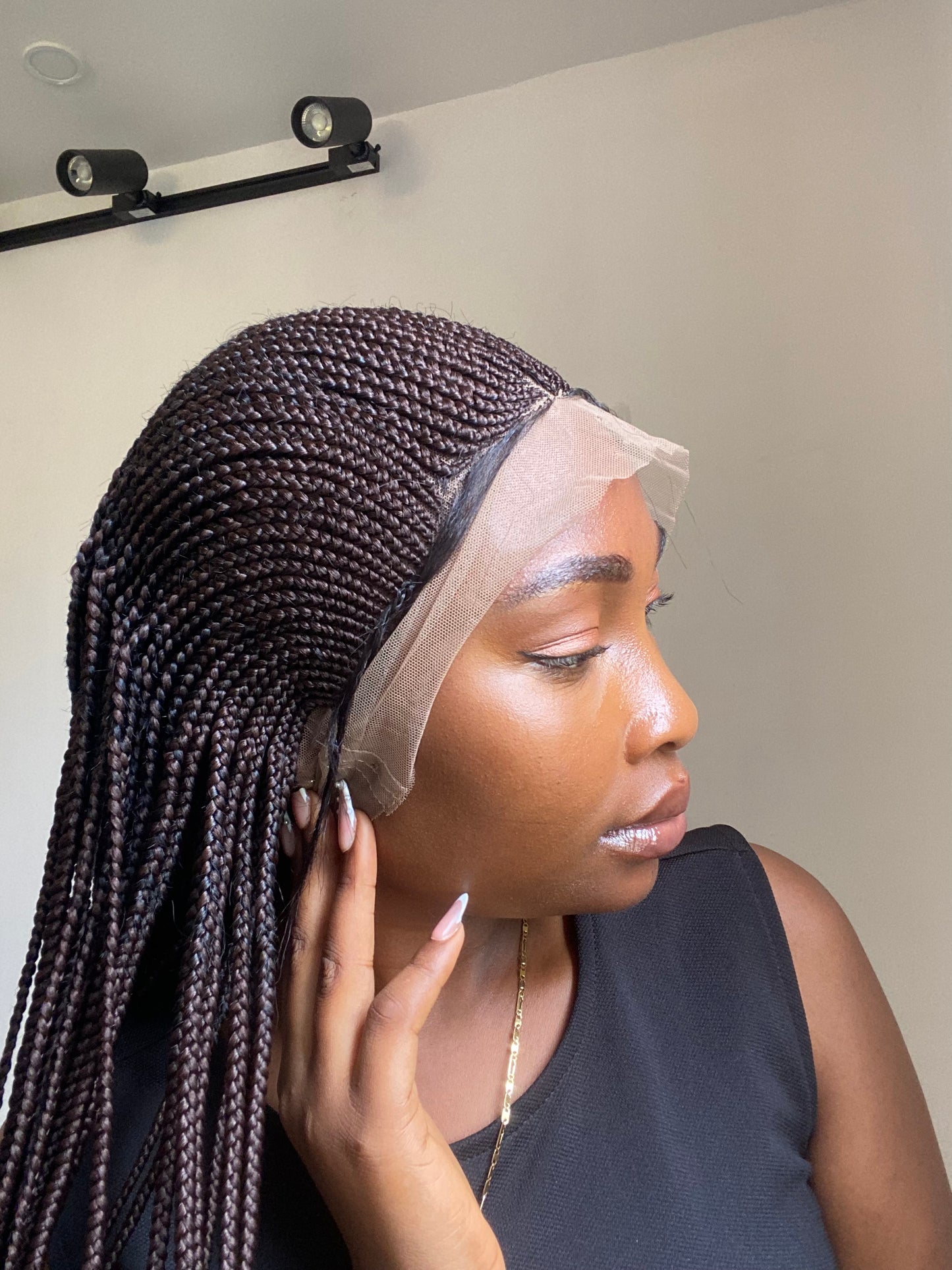 Tribal Braided Wig For Black Women, Braided, Box Braids, Human Hair, Synthetic