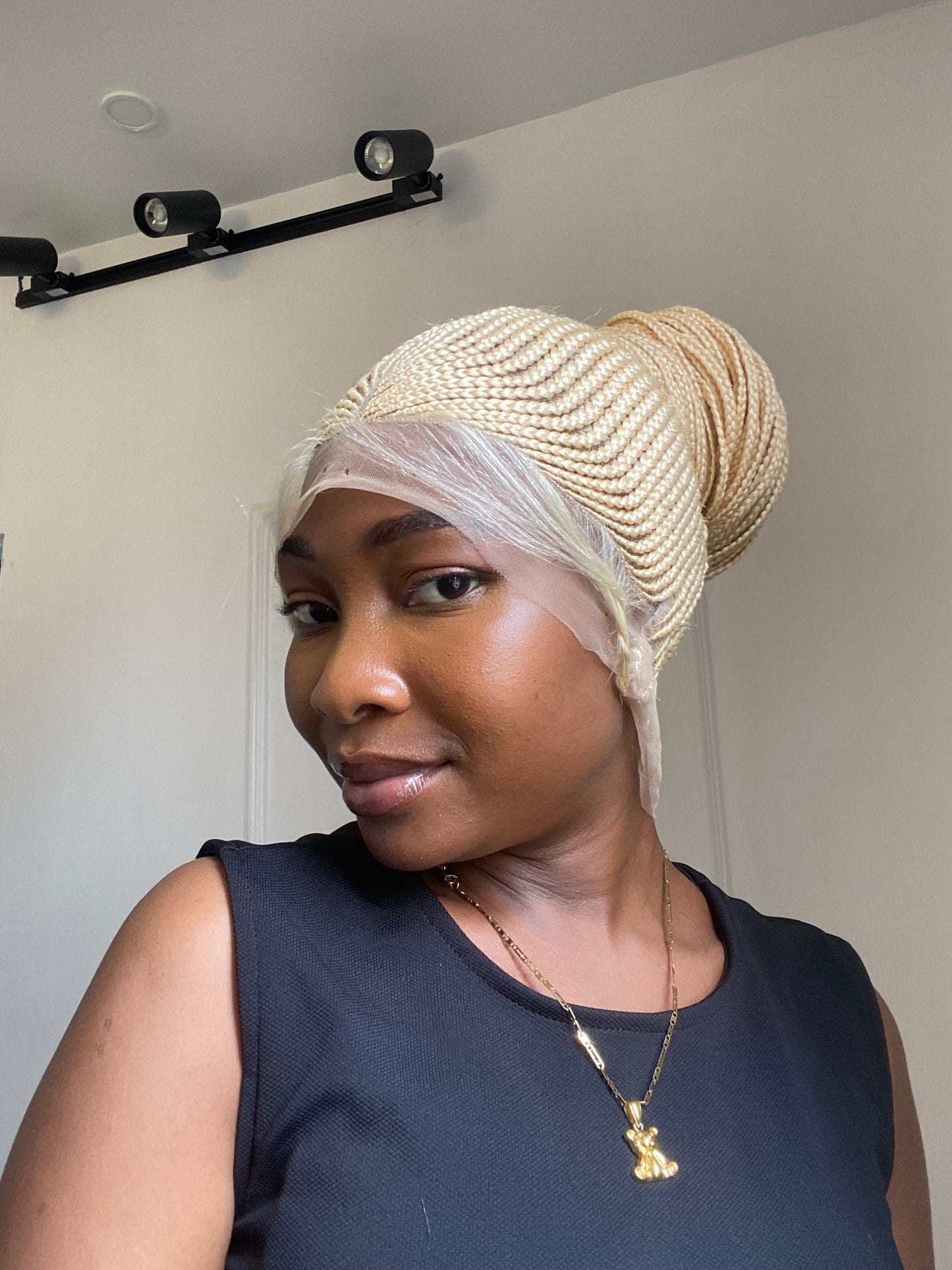 Updo Braided wig,Knotless Box Braids,Frontal braid wig,Braid wig,Stitch Braids