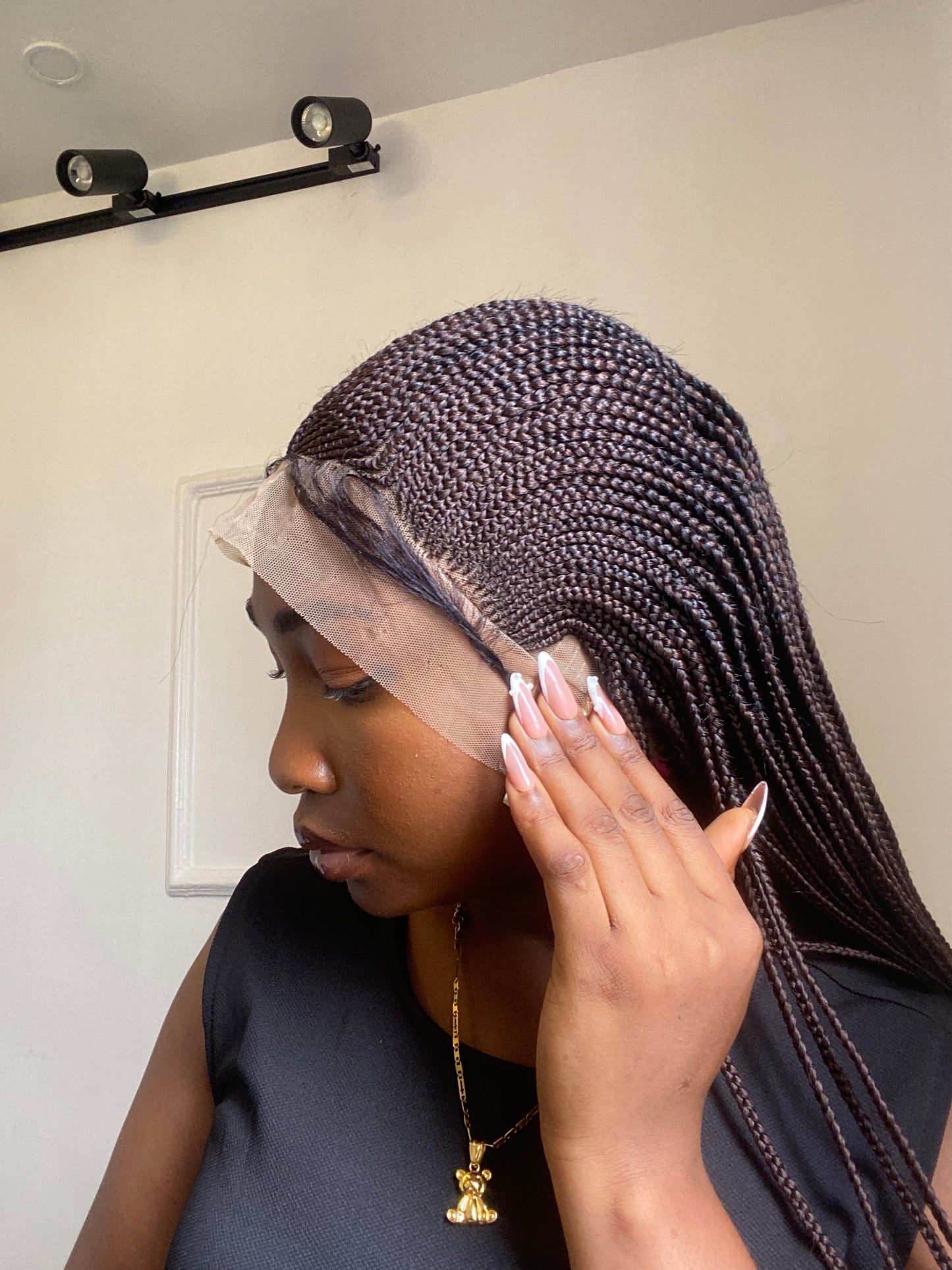 Tribal Braided Wig For Black Women, Braided, Box Braids, Human Hair, Synthetic