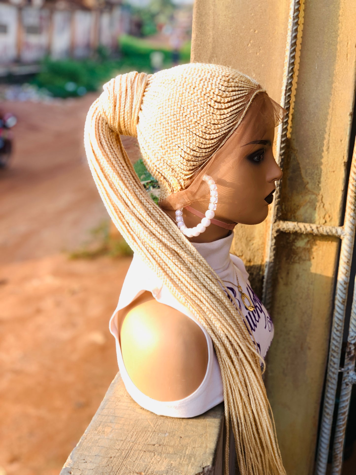 Updo Braided wig,Knotless Box Braids,Frontal braid wig,Braid wig,Stitch Braids