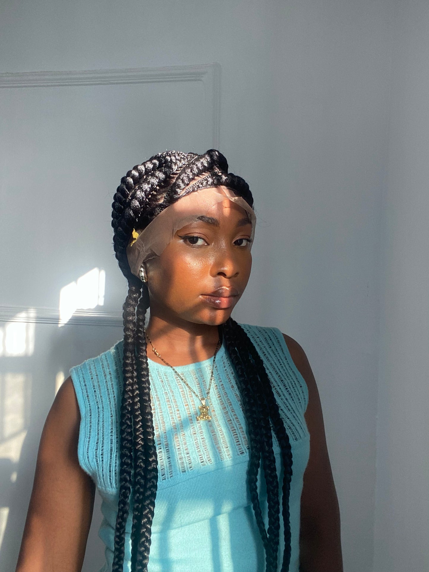 Styled Stitch braids Knotless Box Braids,Frontal braid wig,Braid wig,Stitch Braids