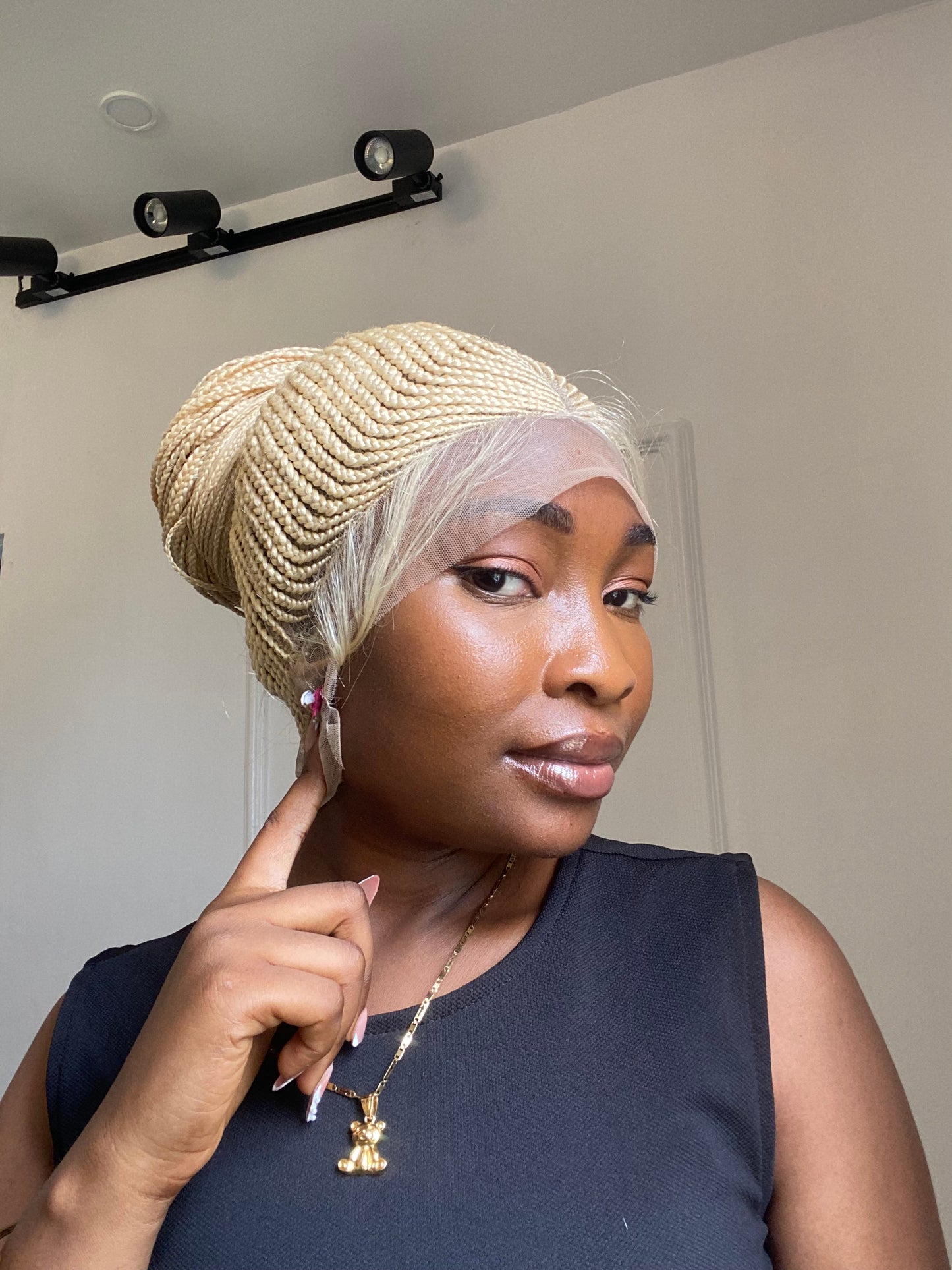 Updo Braided wig,Knotless Box Braids,Frontal braid wig,Braid wig,Stitch Braids