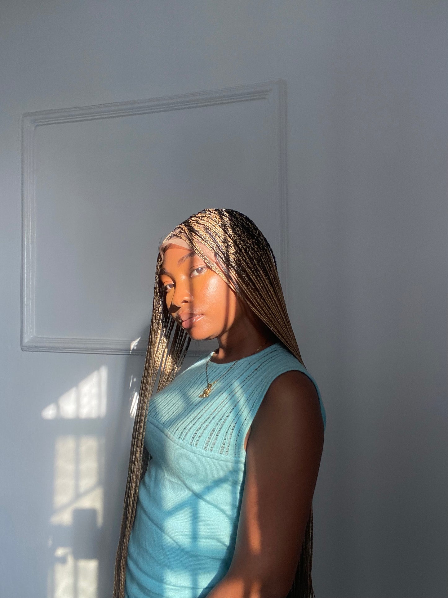 Bone Straight Braids On Full Lace Wig