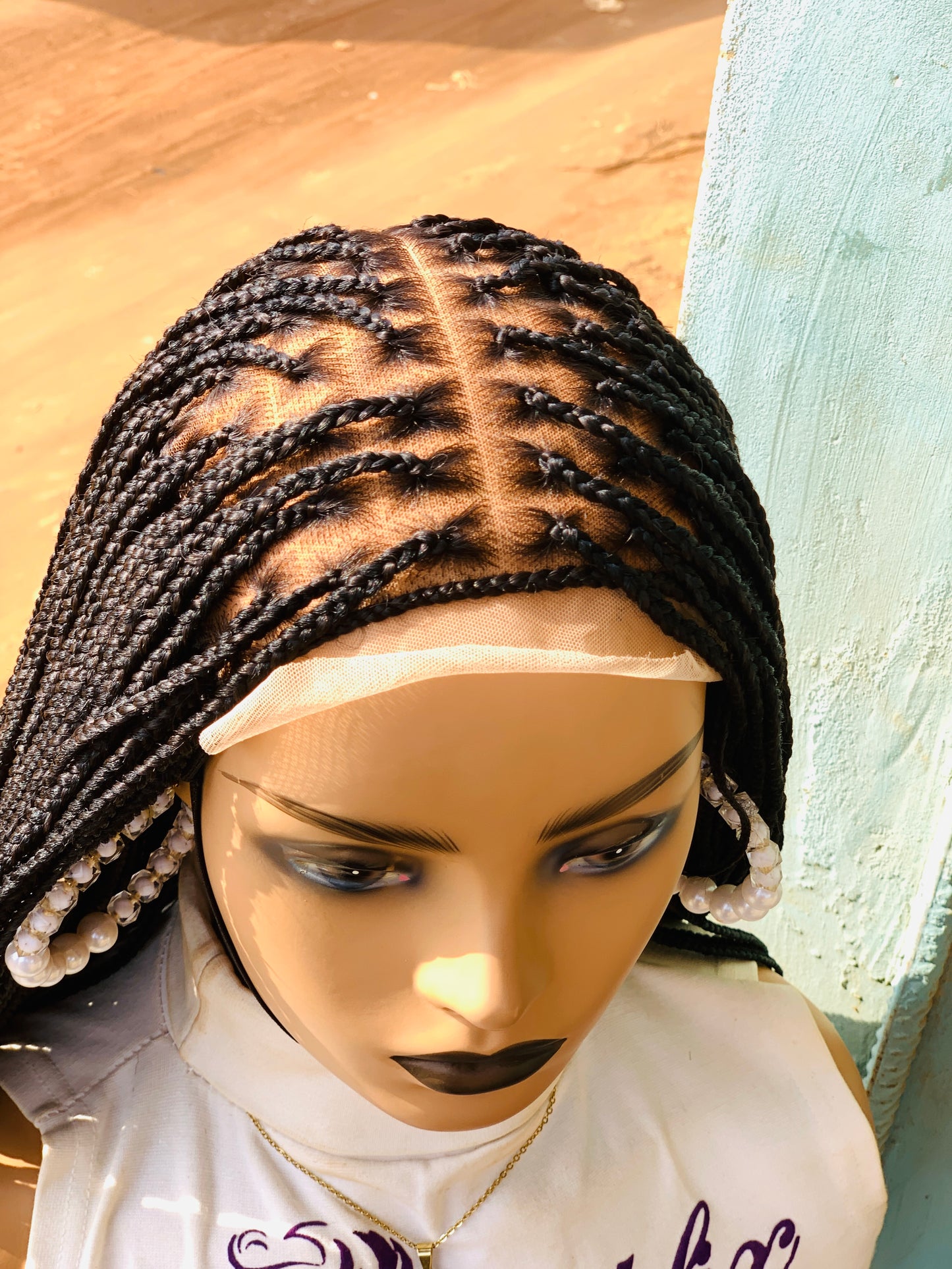 Small knotless braids on 7*7 lace closure wig.