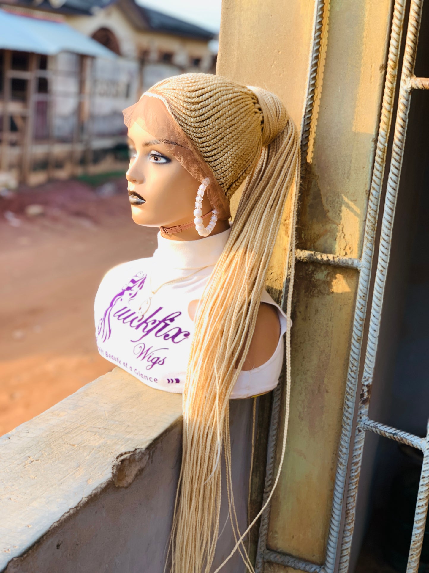 Updo Braided wig,Knotless Box Braids,Frontal braid wig,Braid wig,Stitch Braids