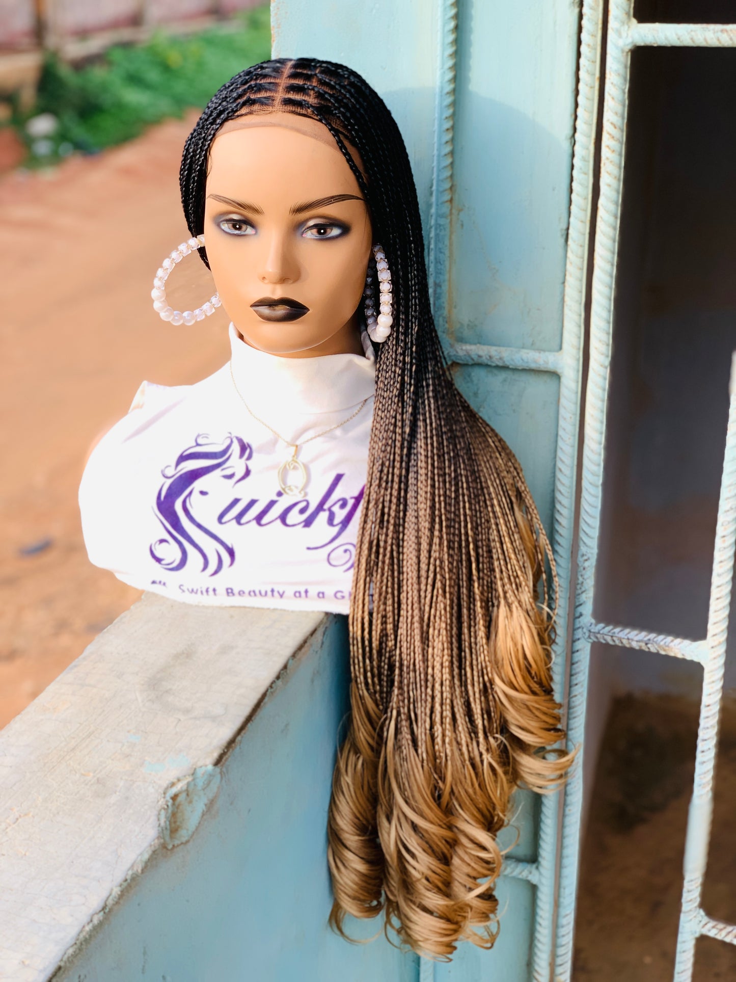 French curls Braided wig,Knotless Box Braids,Frontal braid wig,Braid wig,Stitch Braids