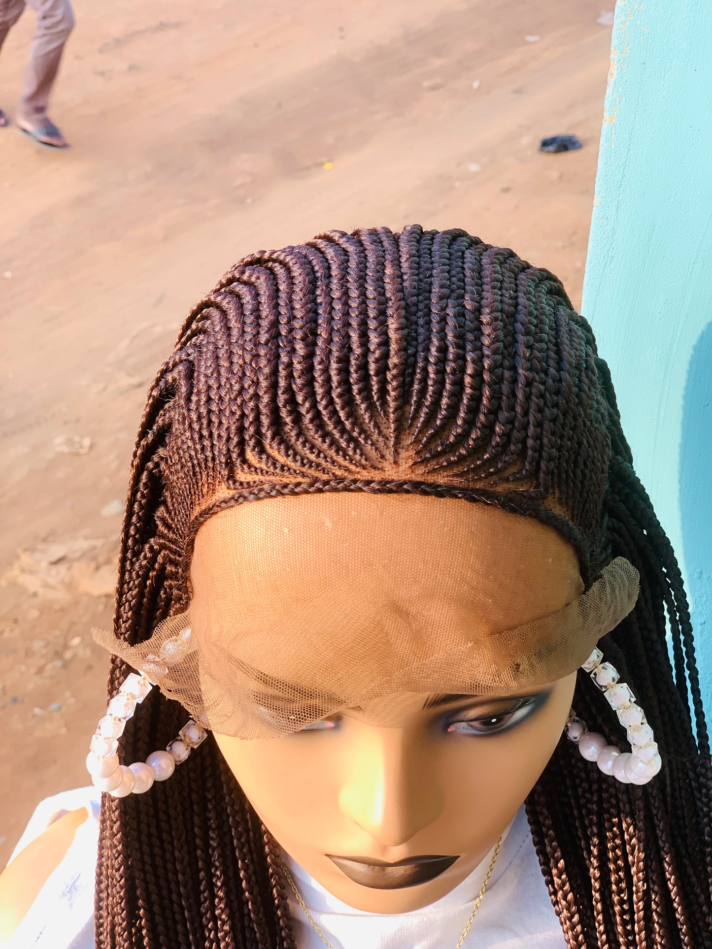 Tribal Braided Wig For Black Women, Braided, Box Braids, Human Hair, Synthetic