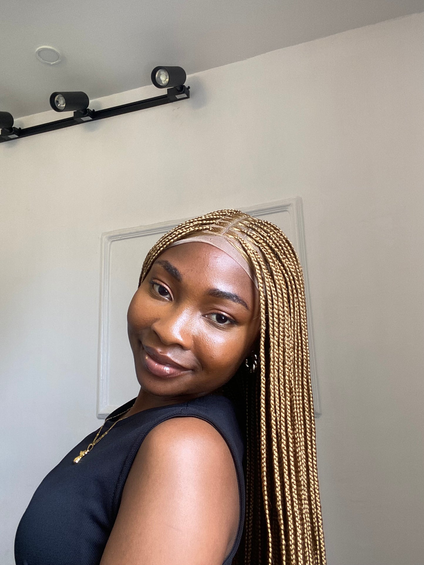 Blonde Knotless Braids wig on Lace Closure