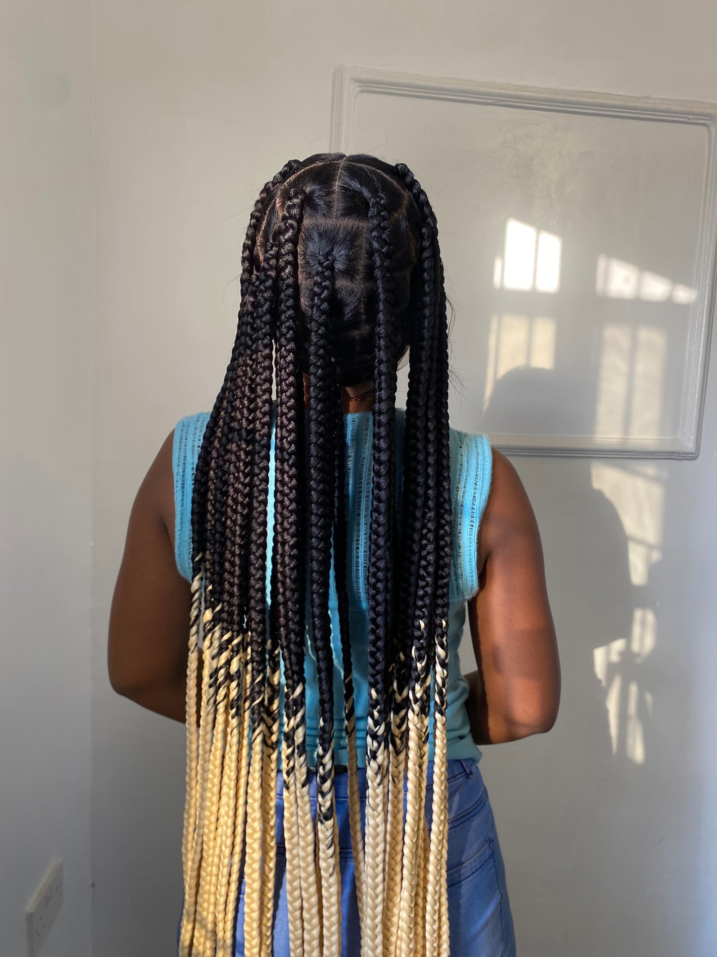 Large Knotless Braids On Full Lace Wig, Braided Wig, Box Braids, Synthetic Hair,