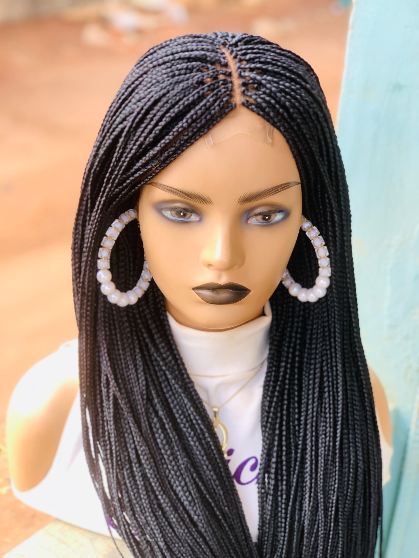 Small knotless Braided Wig, Box Braids, Synthetic Hair,