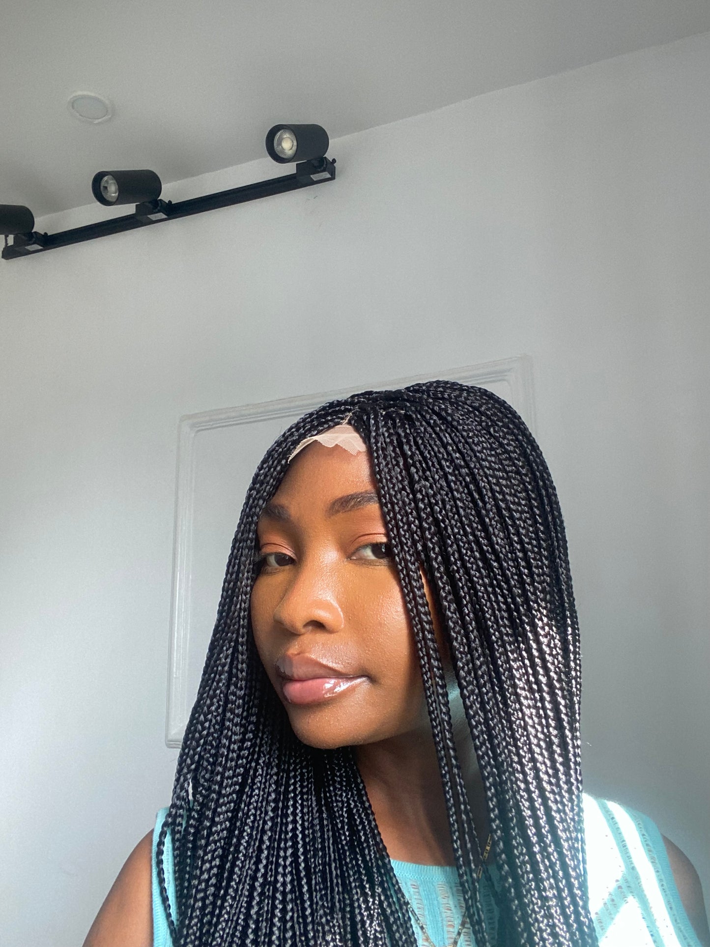 Small knotless Braided Wig, Box Braids, Synthetic Hair,
