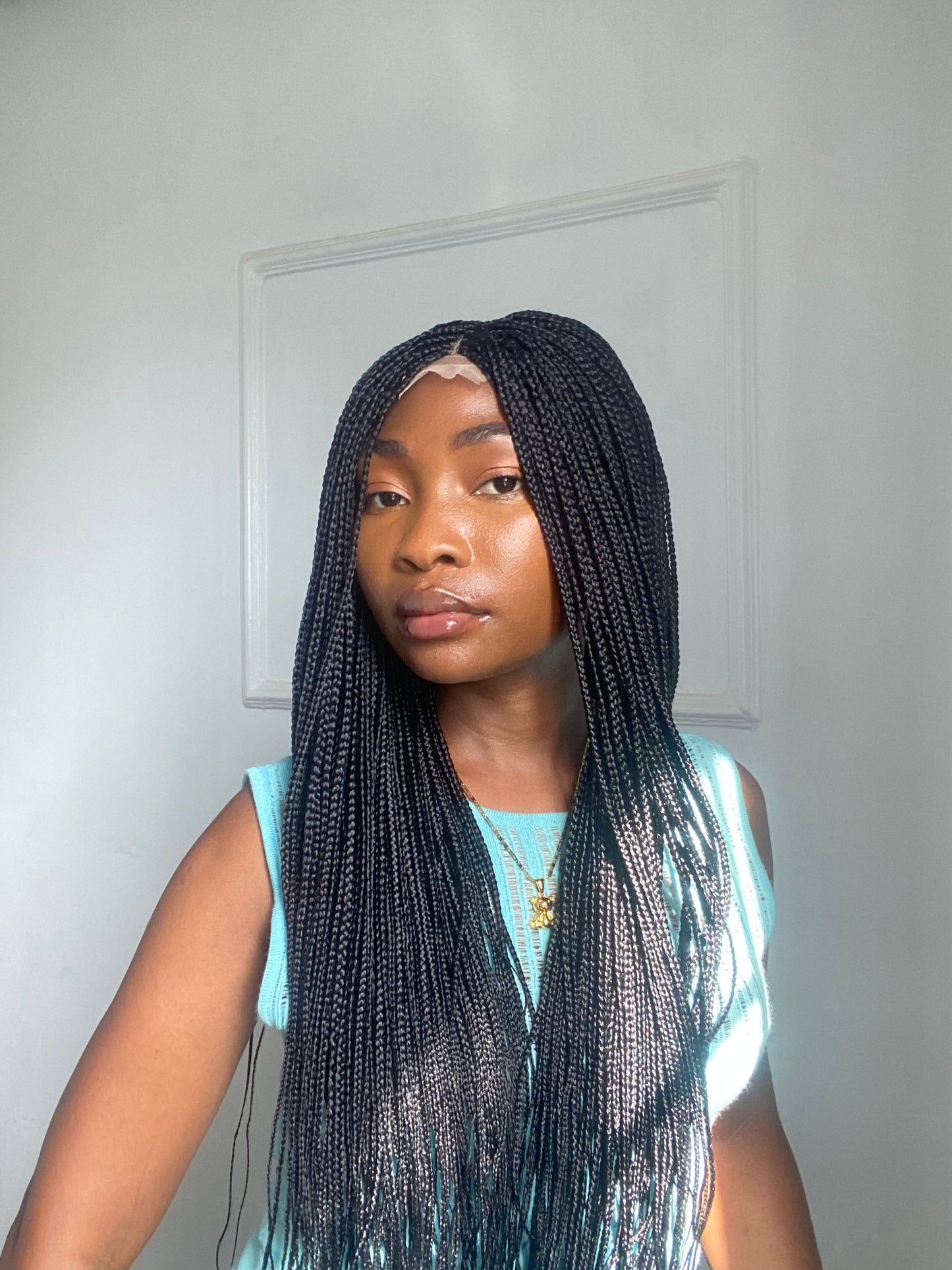 Small knotless Braided Wig, Box Braids, Synthetic Hair,