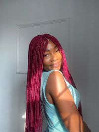 Micro Braids on Lace Closure Burgundy color