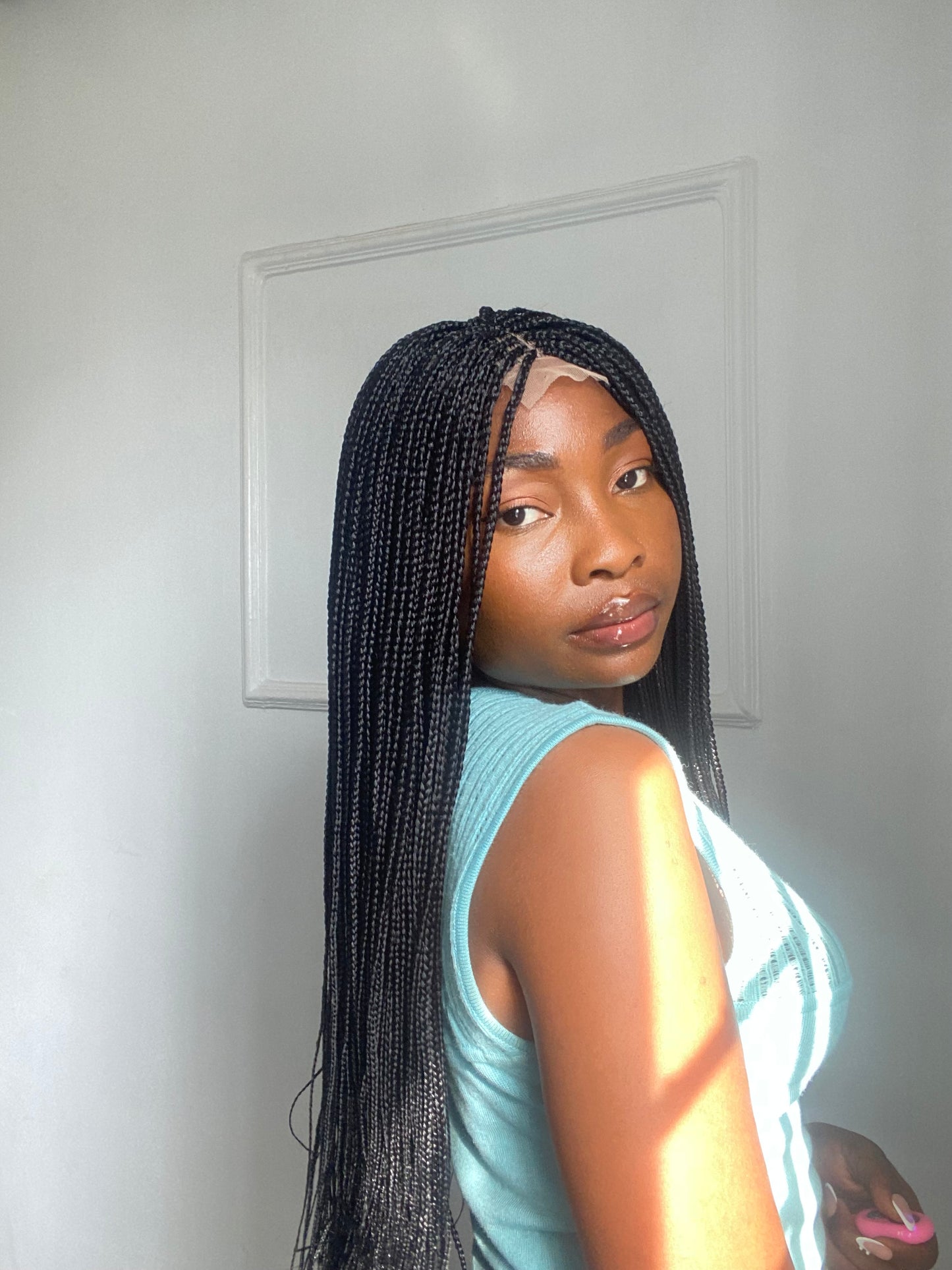 Small knotless Braided Wig, Box Braids, Synthetic Hair,