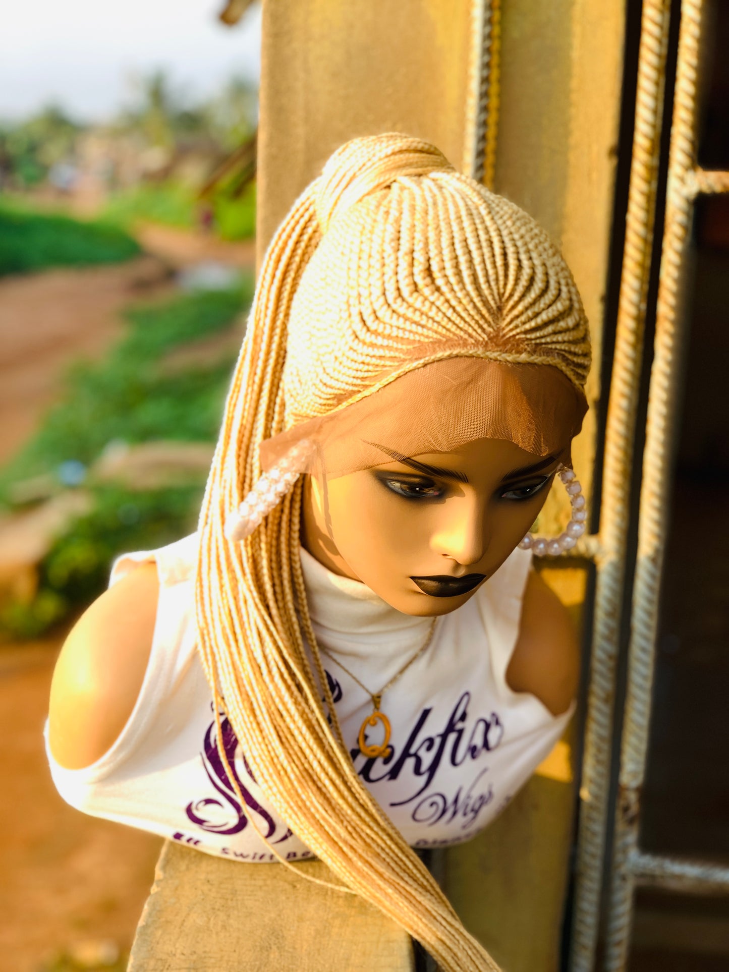 Updo Braided wig,Knotless Box Braids,Frontal braid wig,Braid wig,Stitch Braids