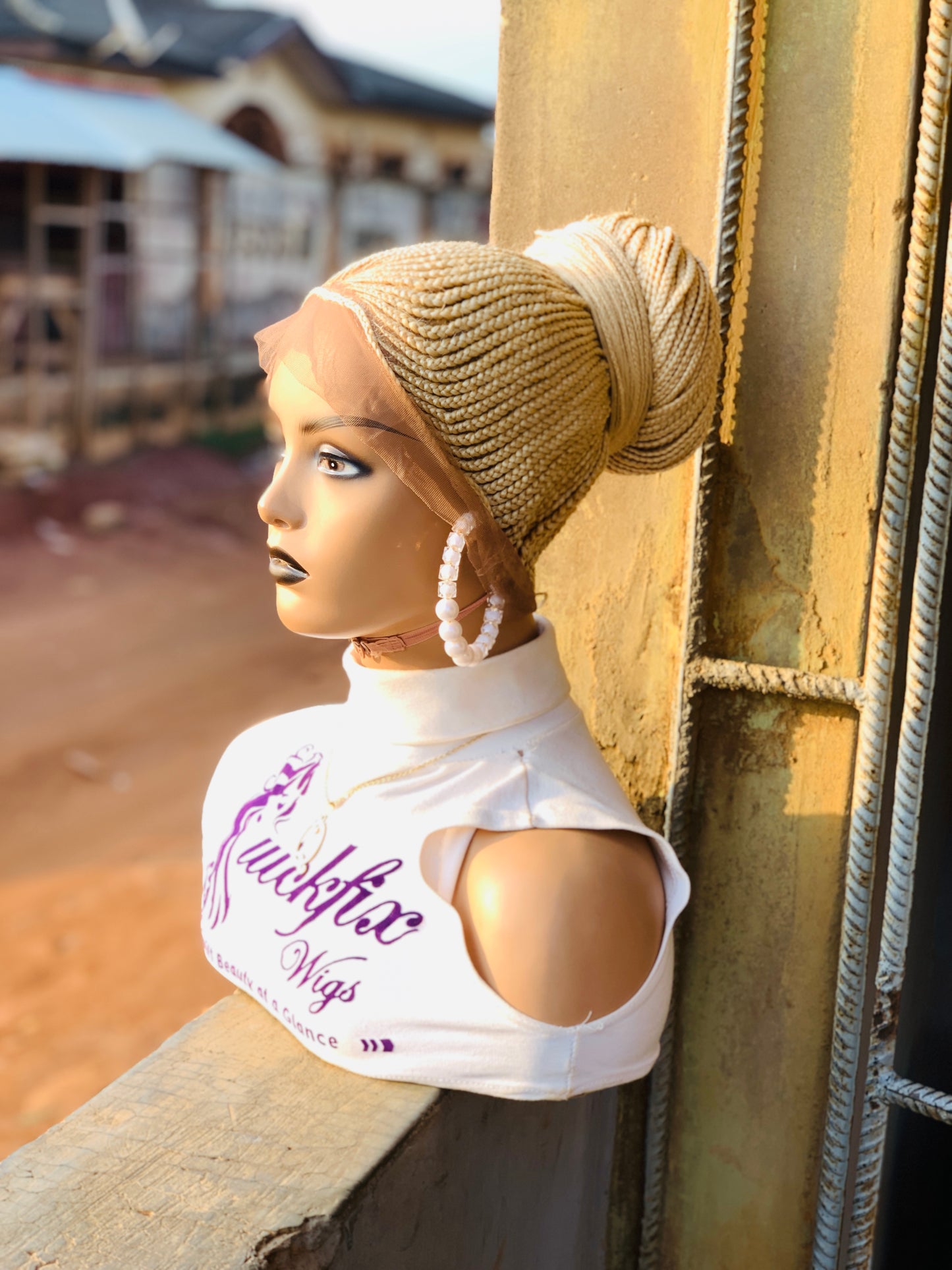 Updo Braided wig,Knotless Box Braids,Frontal braid wig,Braid wig,Stitch Braids