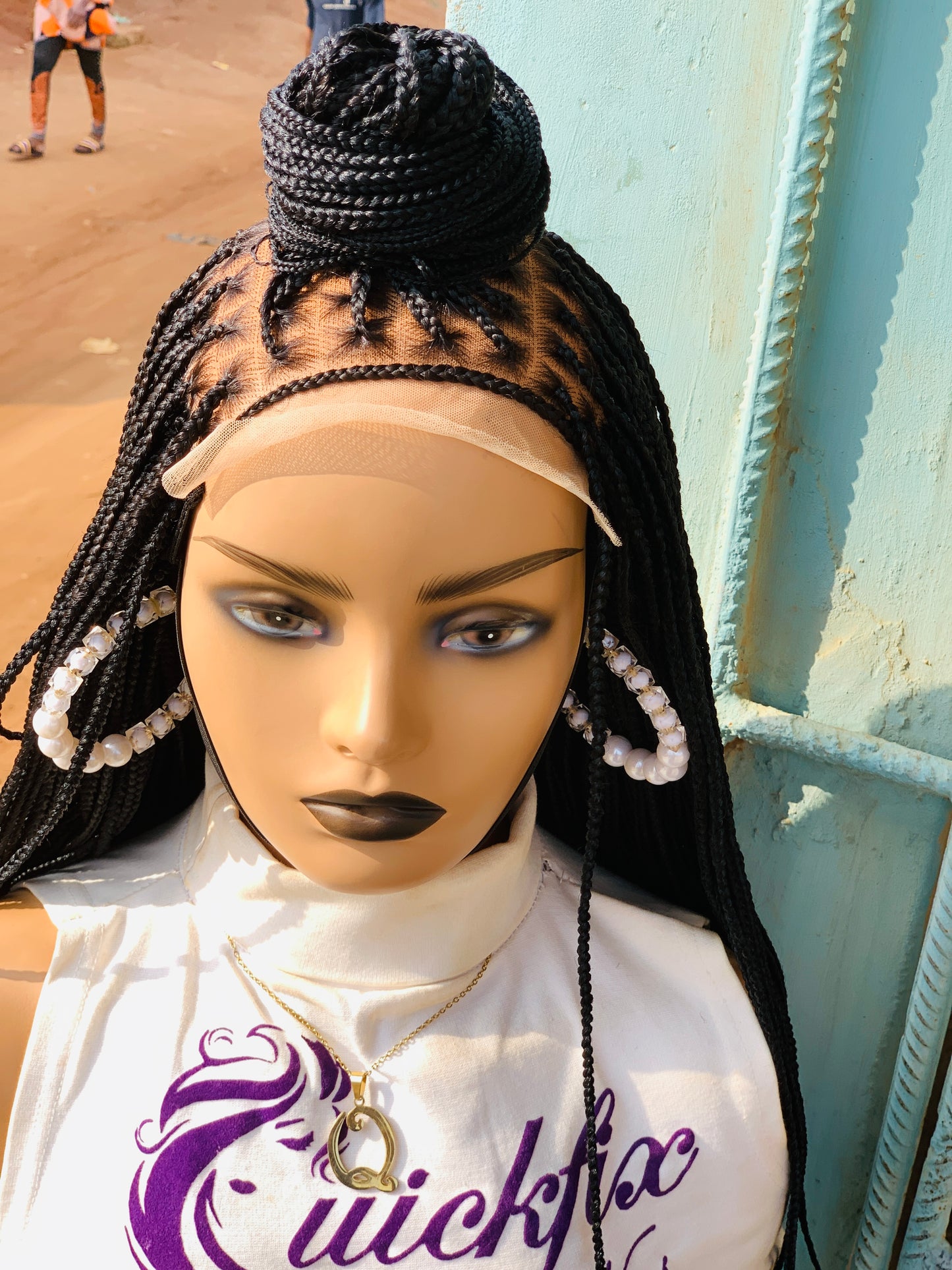 Small knotless braids on 7*7 lace closure wig.