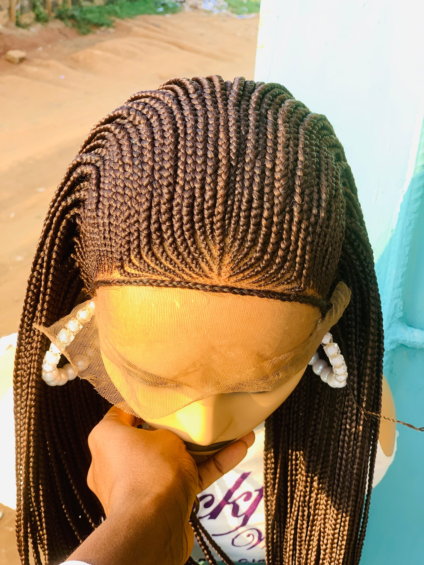 Tribal Braided Wig For Black Women, Braided, Box Braids, Human Hair, Synthetic