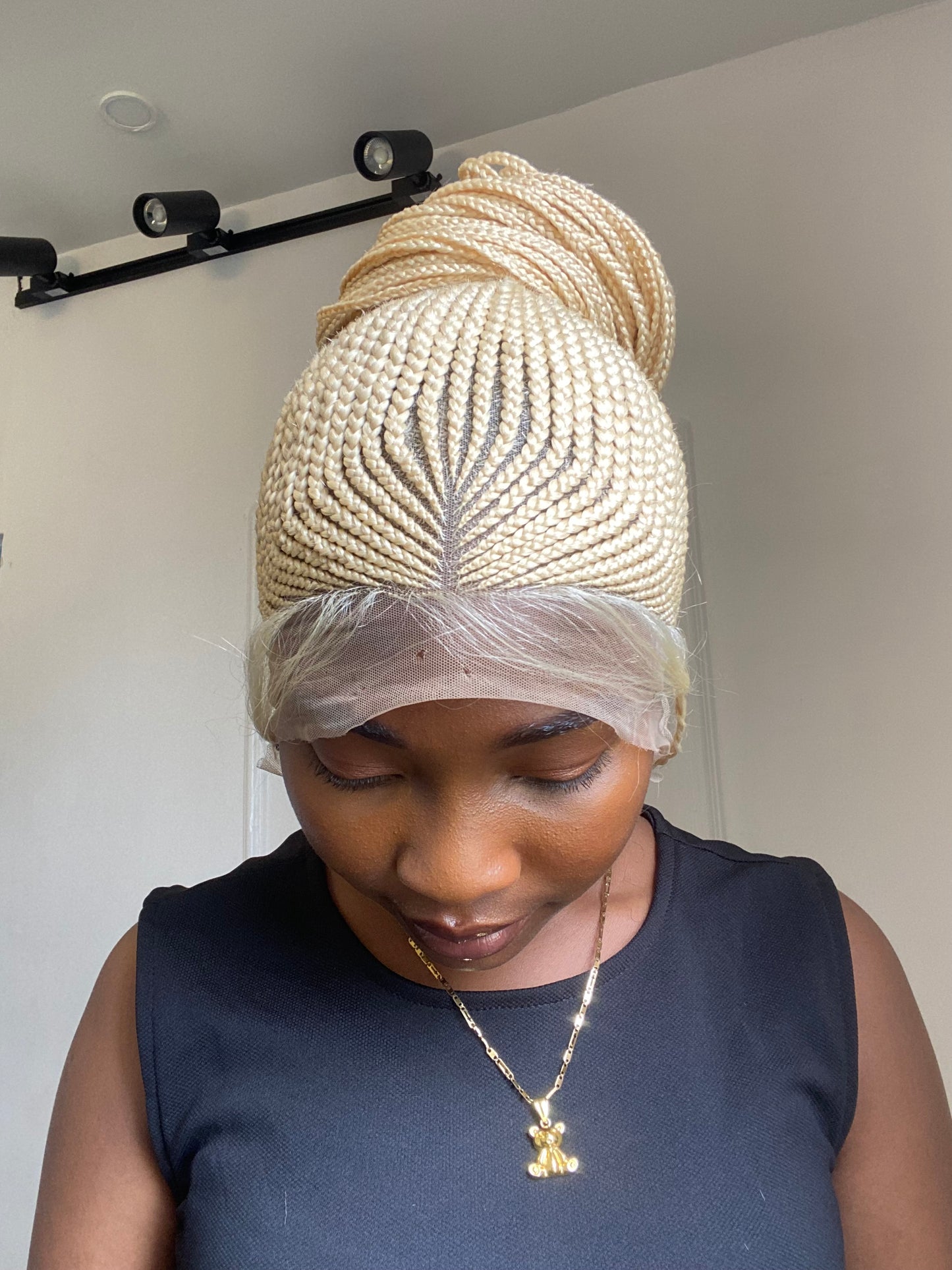Updo Braided wig,Knotless Box Braids,Frontal braid wig,Braid wig,Stitch Braids