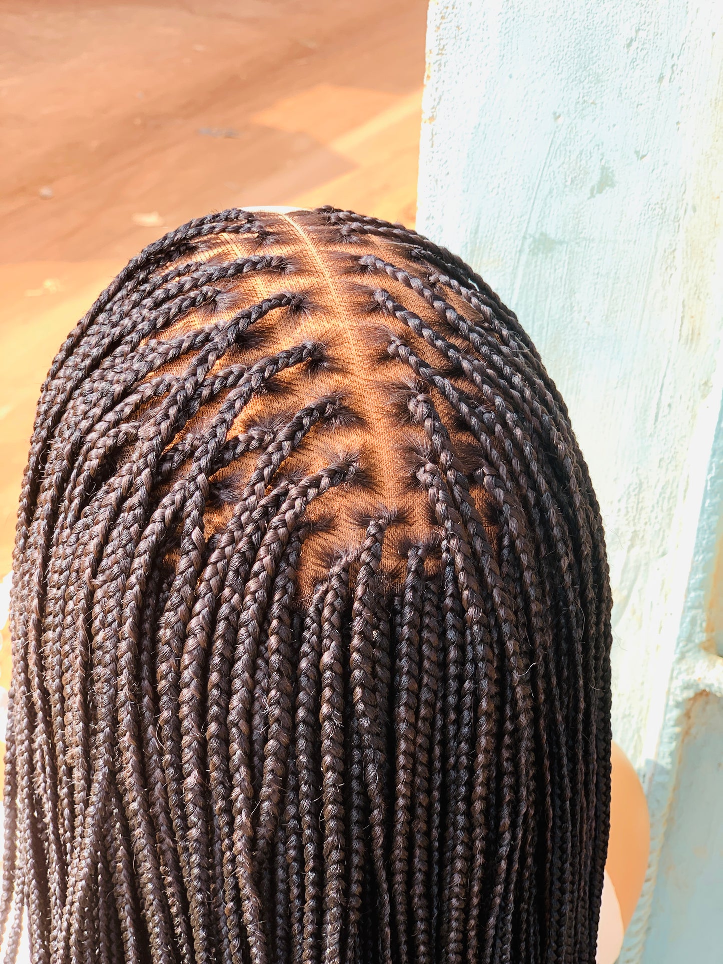 Small knotless braids on 7*7 lace closure wig.