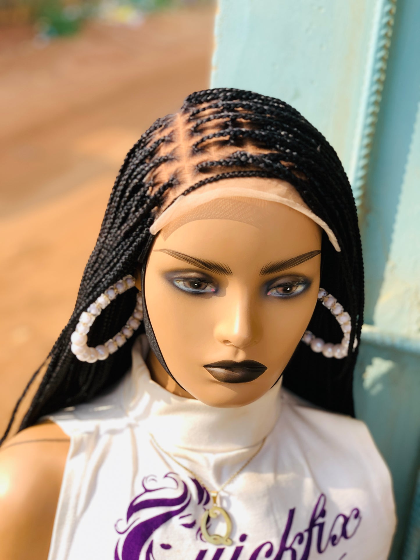 Small knotless braids on 7*7 lace closure wig.