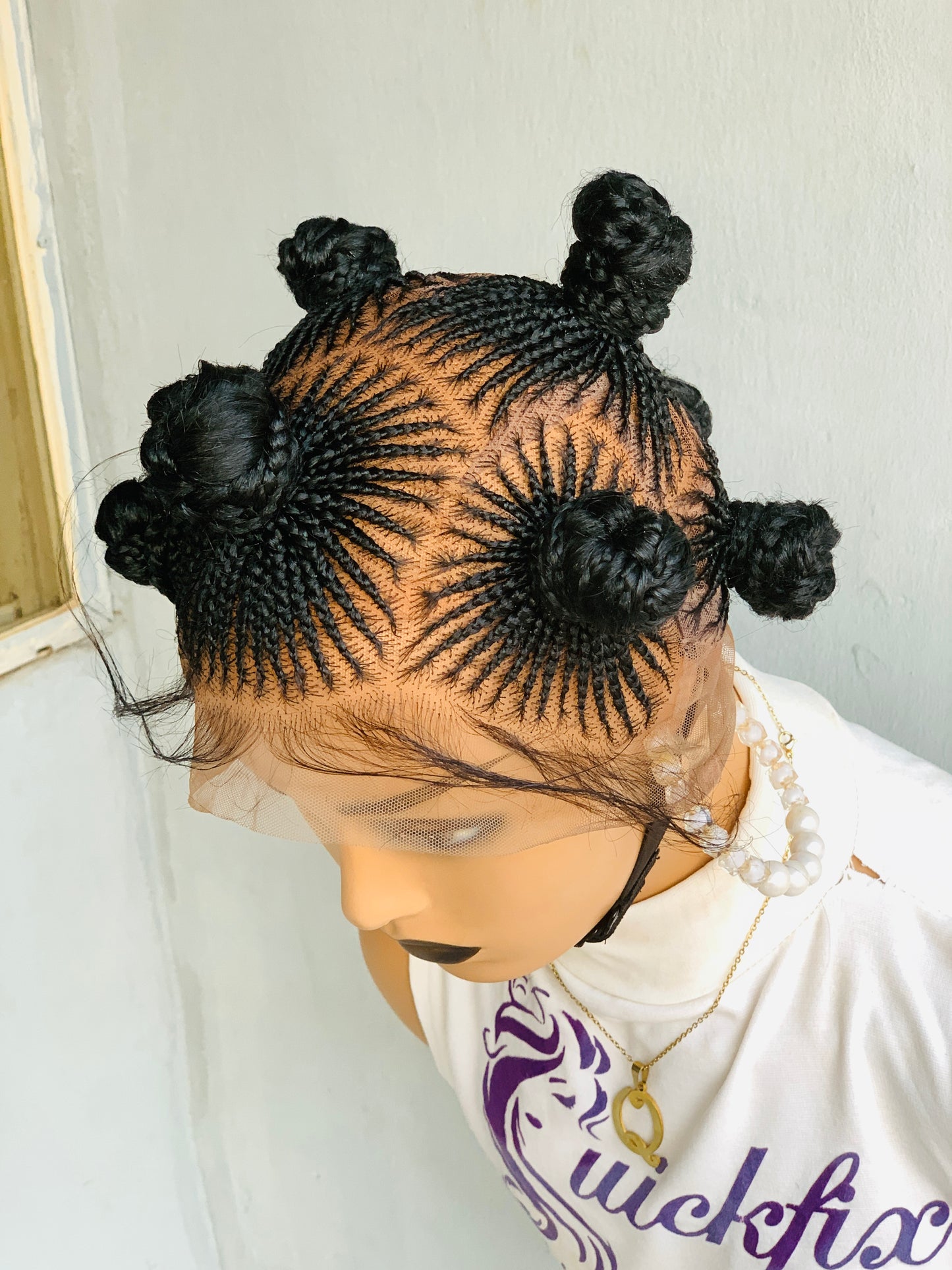 Braided Bantu Knot Box Braids,Frontal braid wig,Braid wig,Stitch Braids