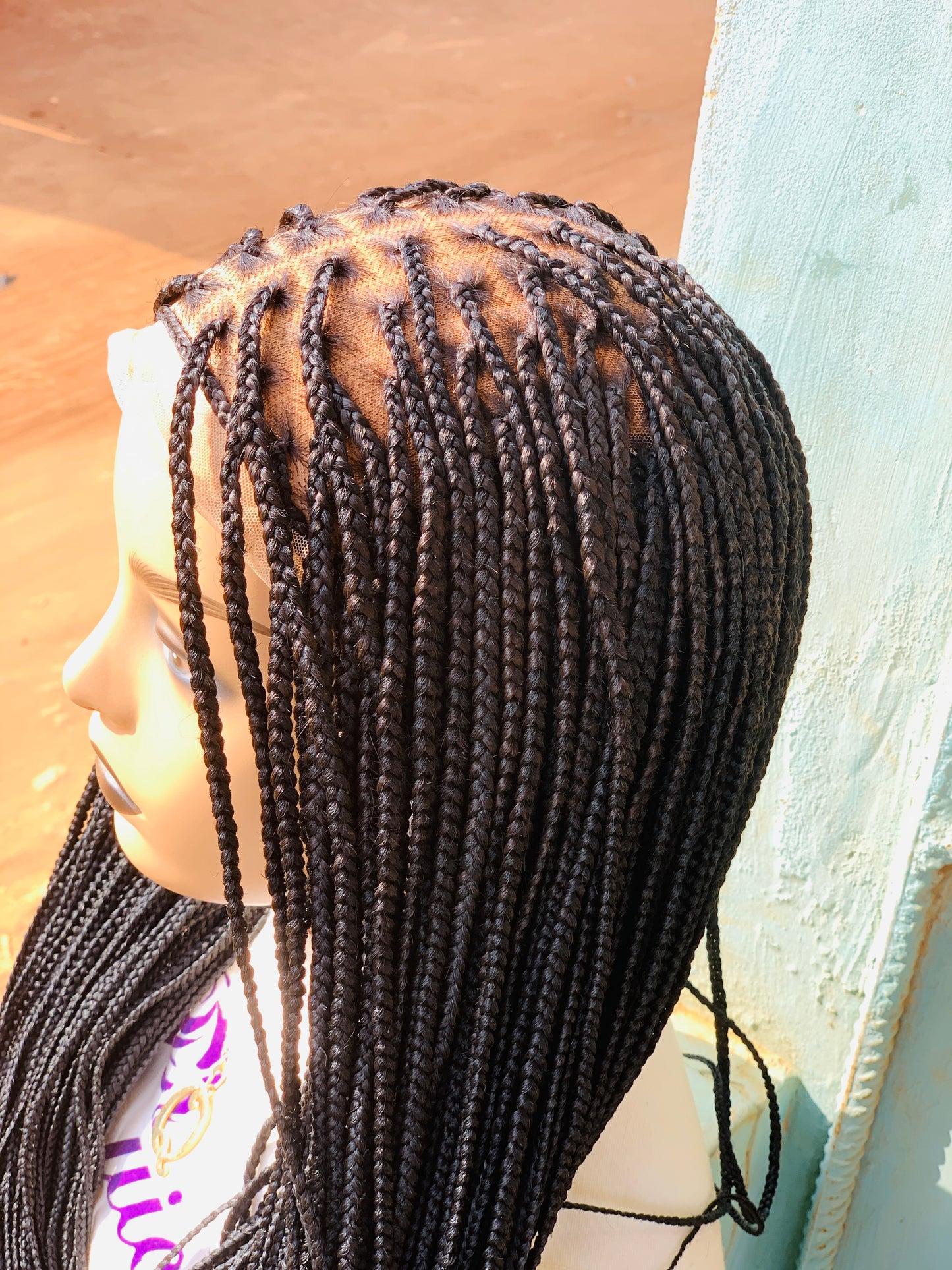 Small knotless braids on 7*7 lace closure wig.