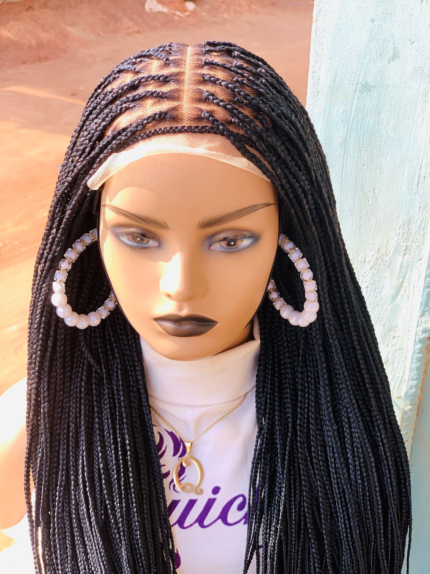 Small knotless braids on 7*7 lace closure wig.