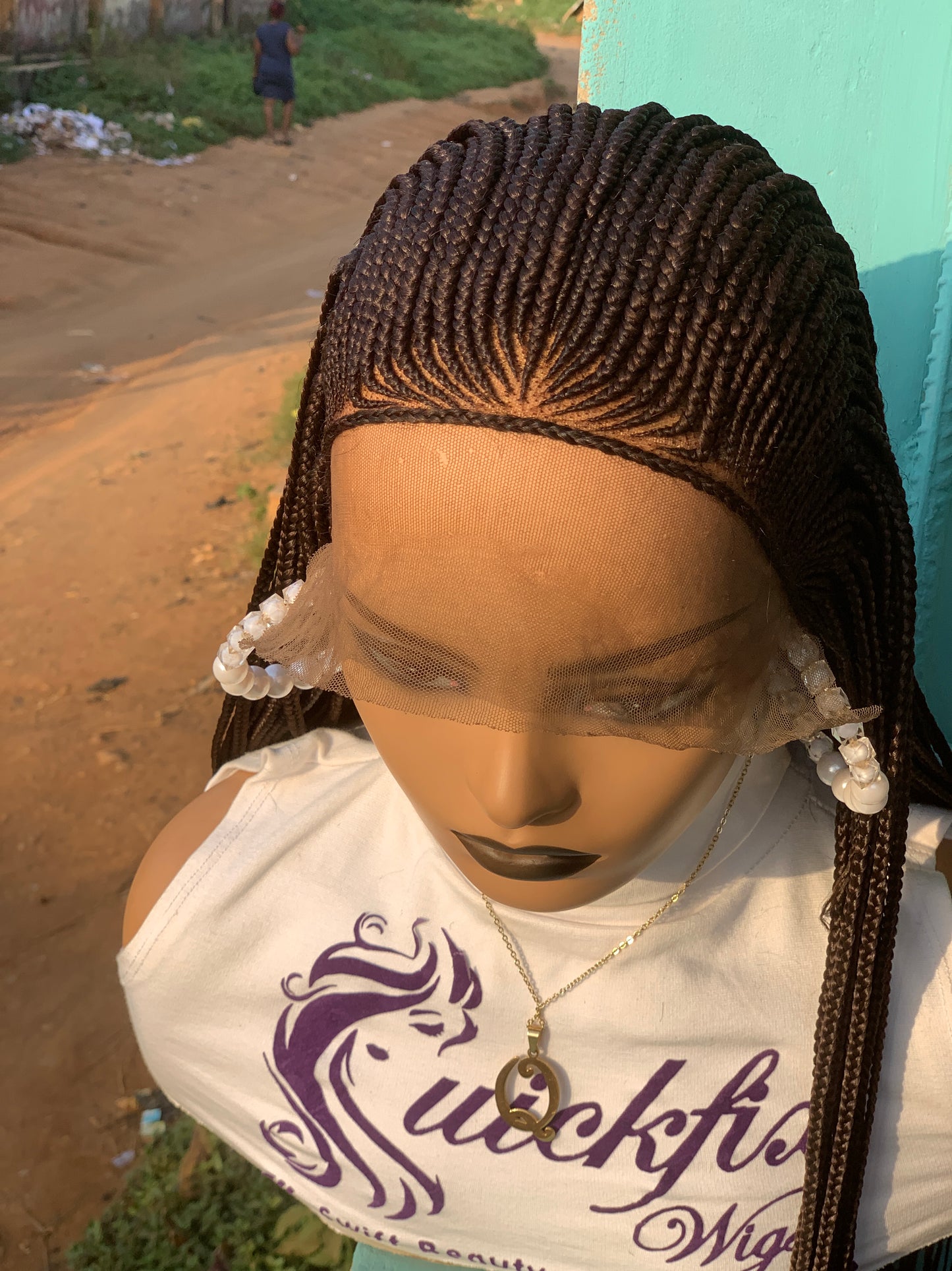 Tribal Braided Wig For Black Women, Braided, Box Braids, Human Hair, Synthetic