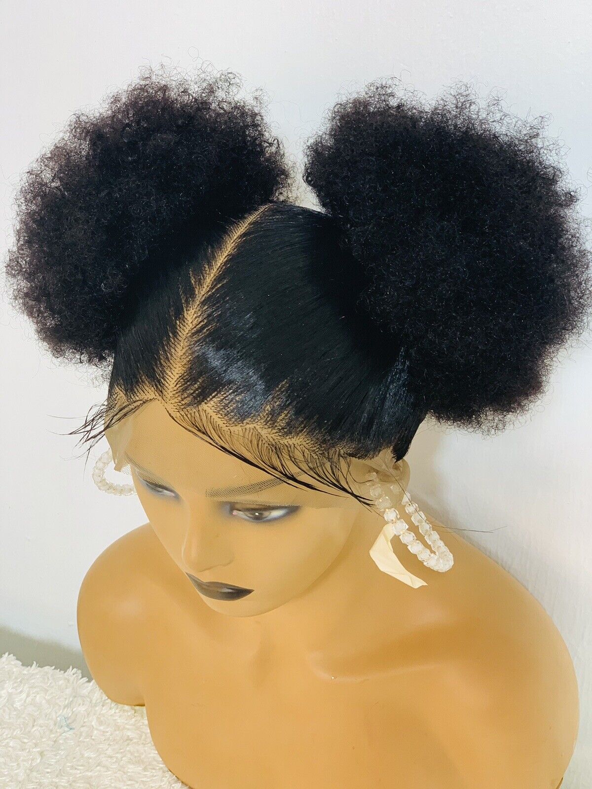 Ponytail Afro Bun Braided Wig Box braids Full lace braids wig Senegalese Black Women