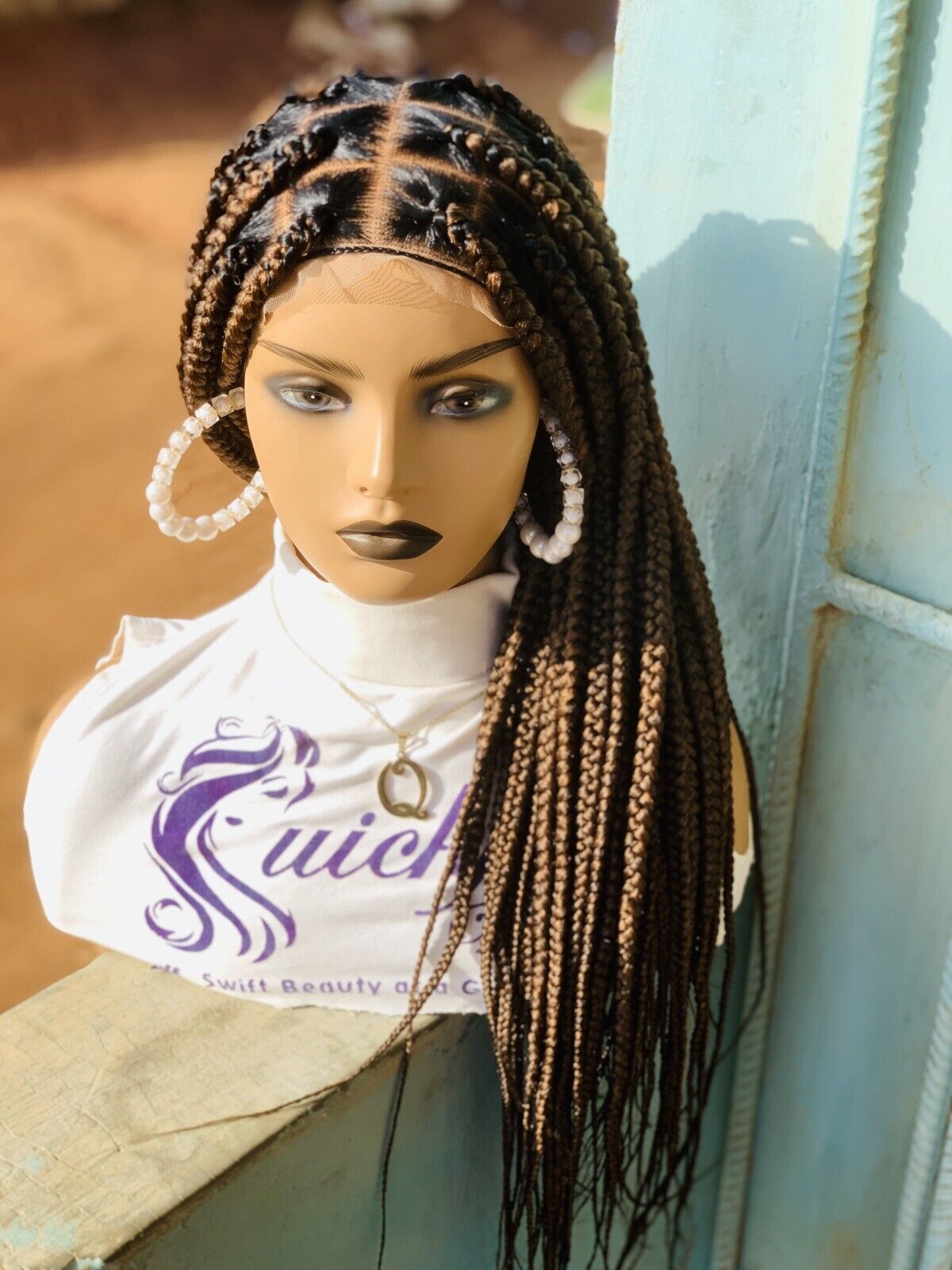 Knotless Braids, Wig For Black Women, Braided, Box Braids, Human Hair, Synthetic