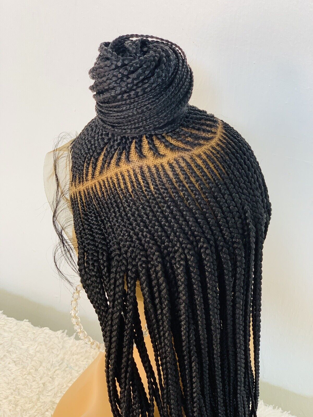 Updo Braided Wig For Black Women, Braided, Box Braids, Human Hair, Synthetic