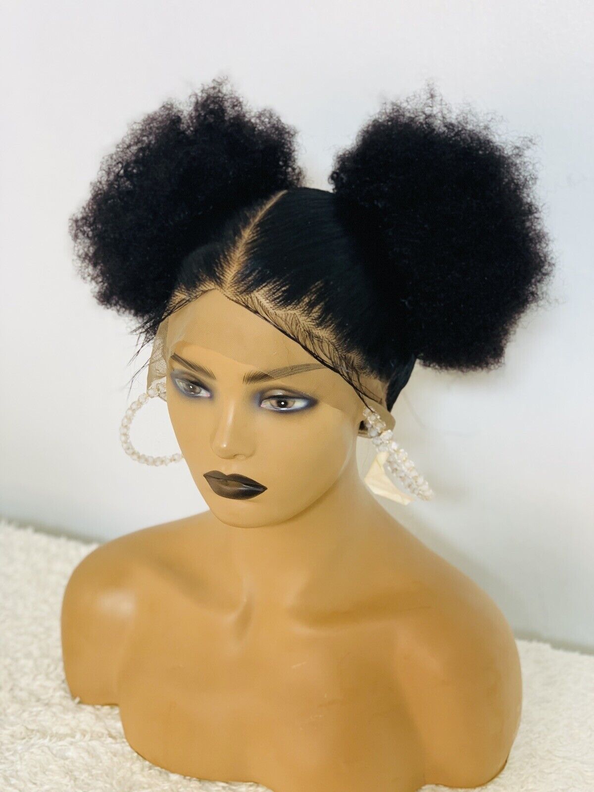 Ponytail Afro Bun Braided Wig Box braids Full lace braids wig Senegalese Black Women