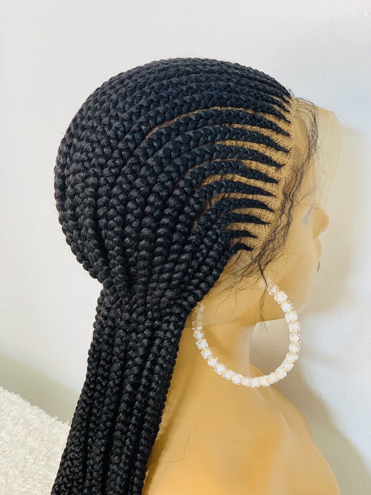 Cornrows Braided Wig For Black Women, Braided, Box Braids, Human Hair, Synthetic