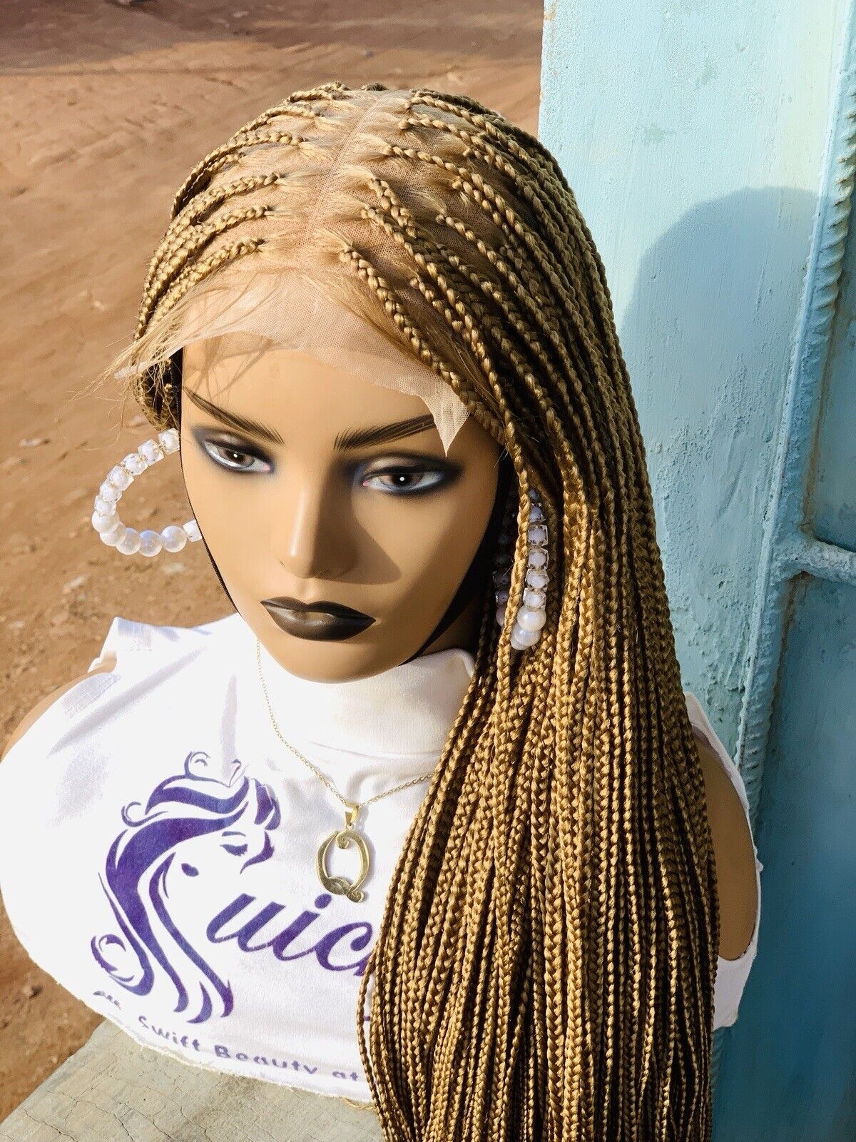 Blonde Knotless Braids wig on Lace Closure