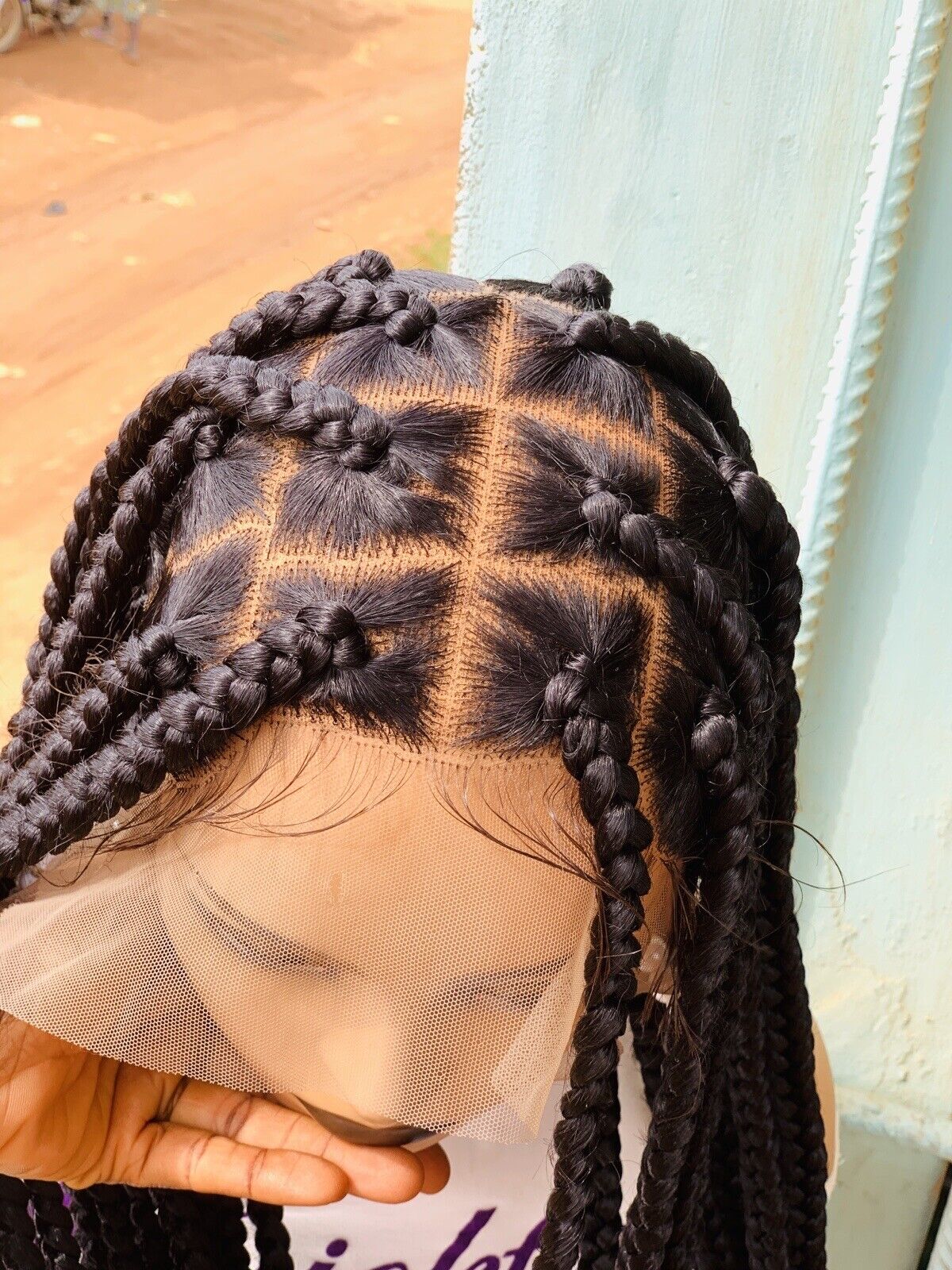 Large Knotless Braids On Full Lace Wig, Braided Wig, Box Braids, Synthetic Hair,