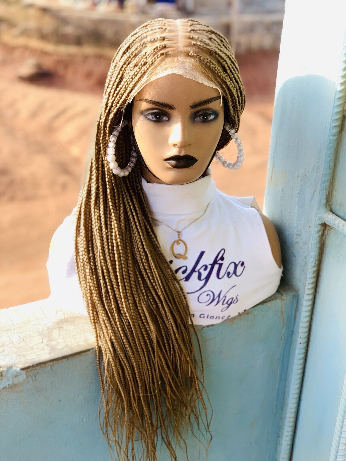 Blonde Knotless Braids wig on Lace Closure