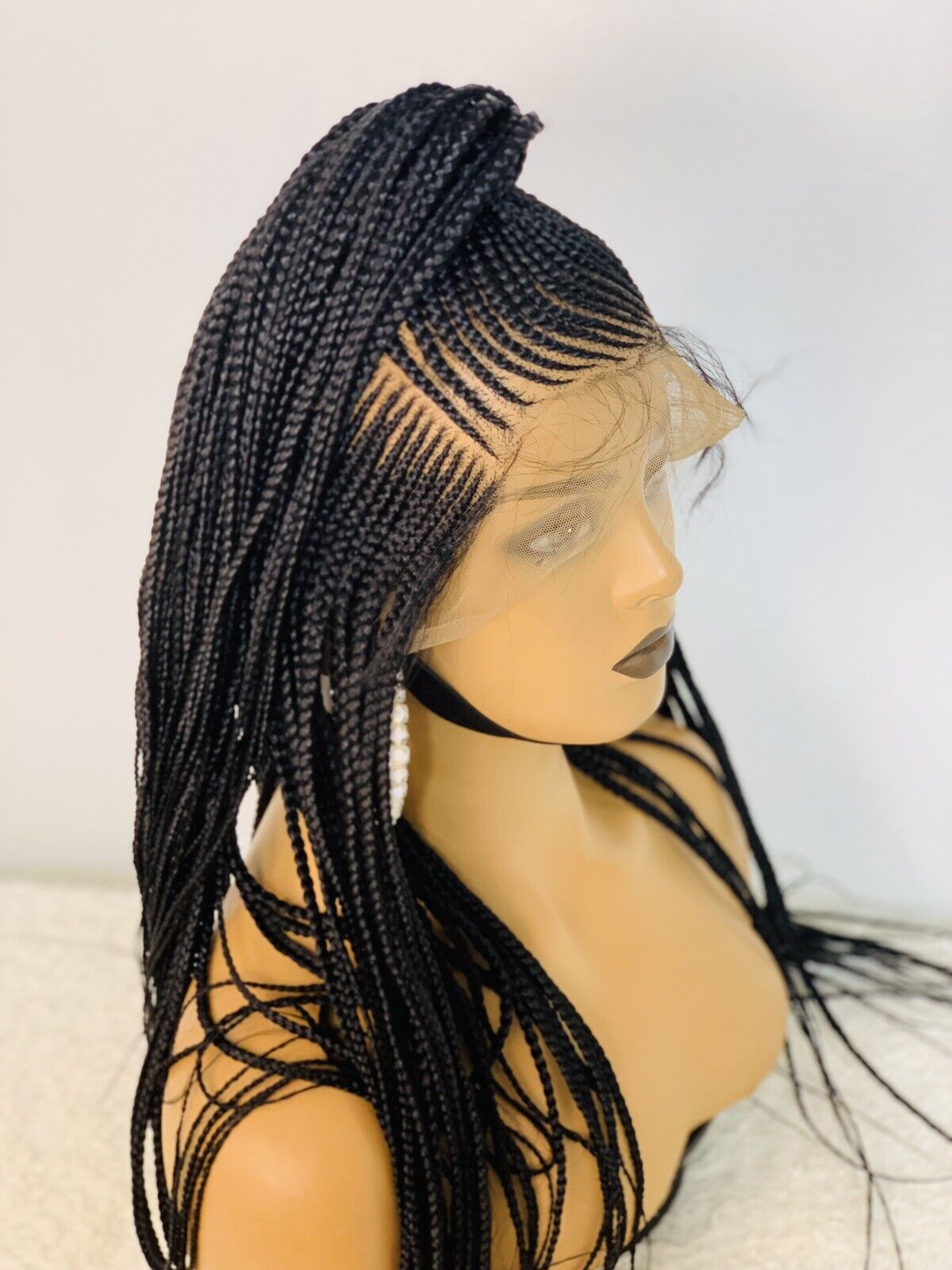 Updo Braided Wig For Black Women, Braided, Box Braids, Human Hair, Synthetic