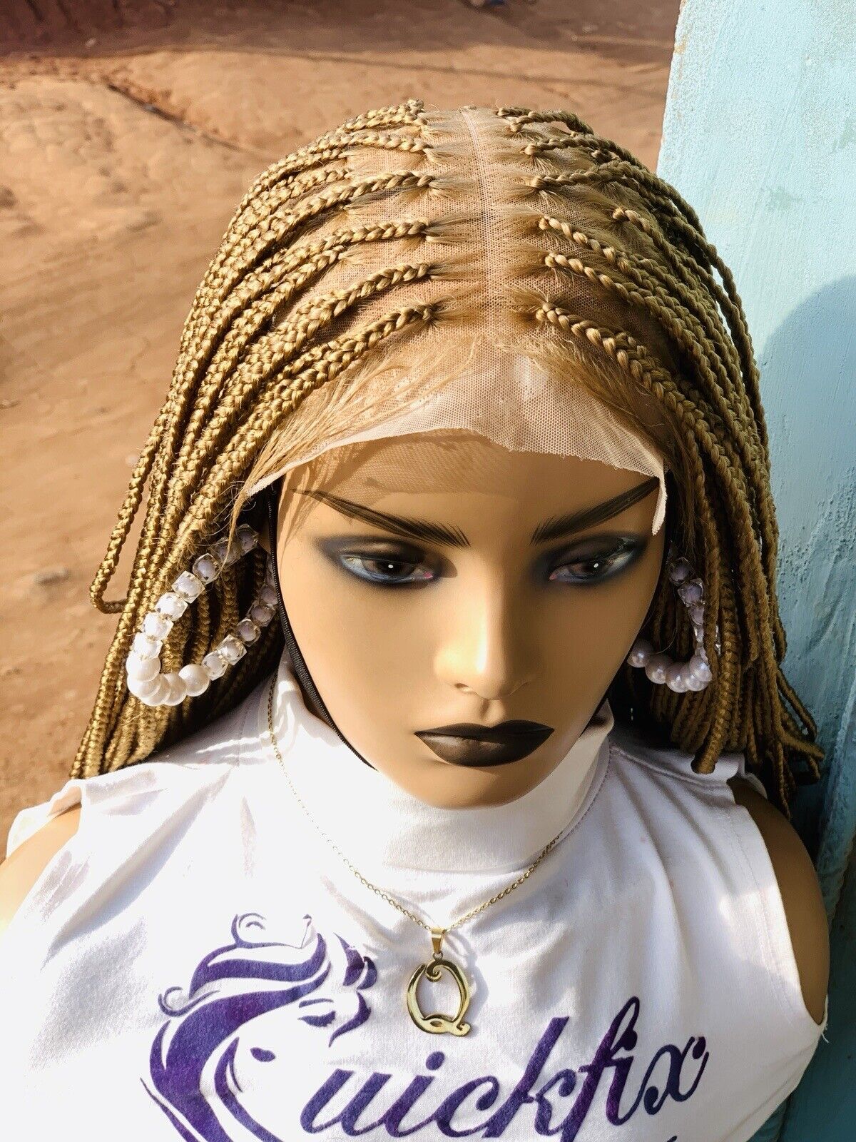 Blonde Knotless Braids wig on Lace Closure