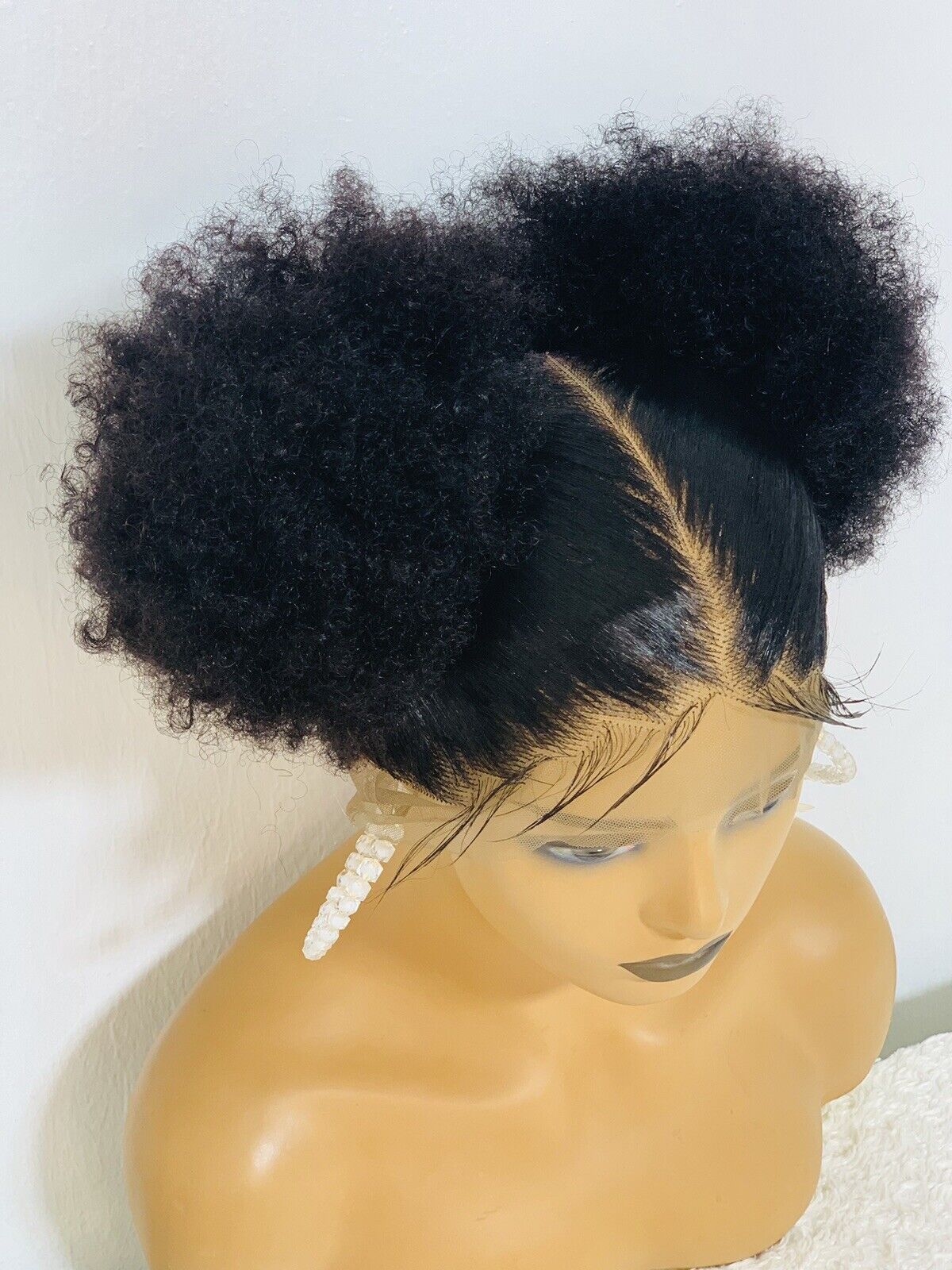Ponytail Afro Bun Braided Wig Box braids Full lace braids wig Senegalese Black Women