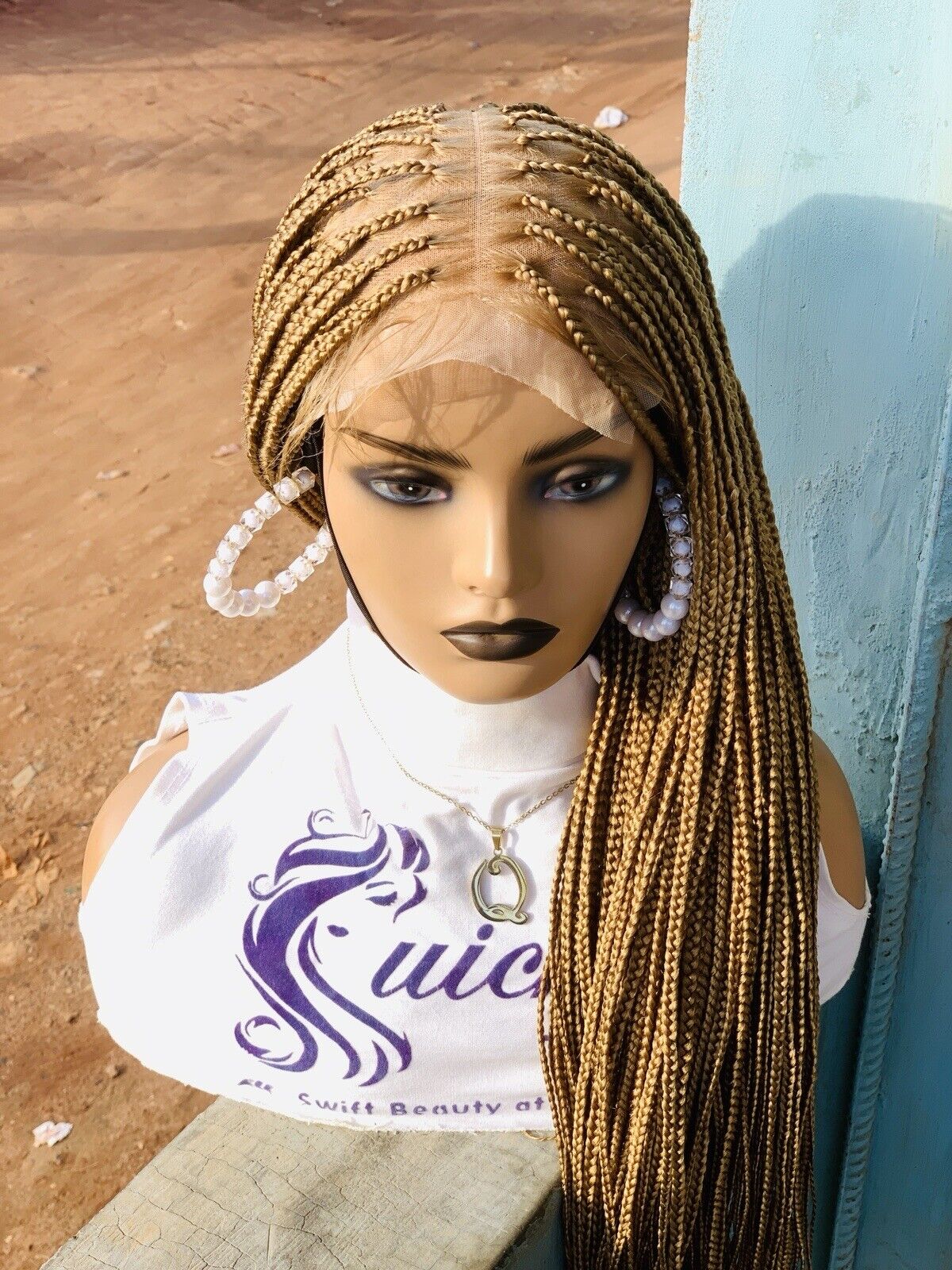 Blonde Knotless Braids wig on Lace Closure