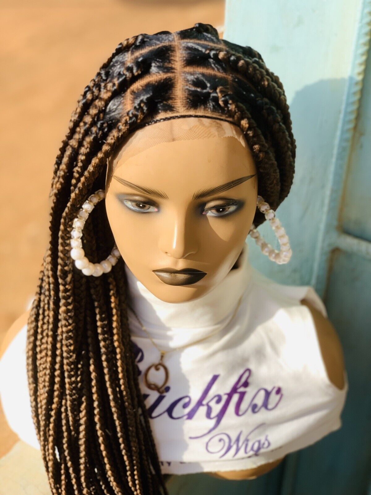 Knotless Braids, Wig For Black Women, Braided, Box Braids, Human Hair, Synthetic