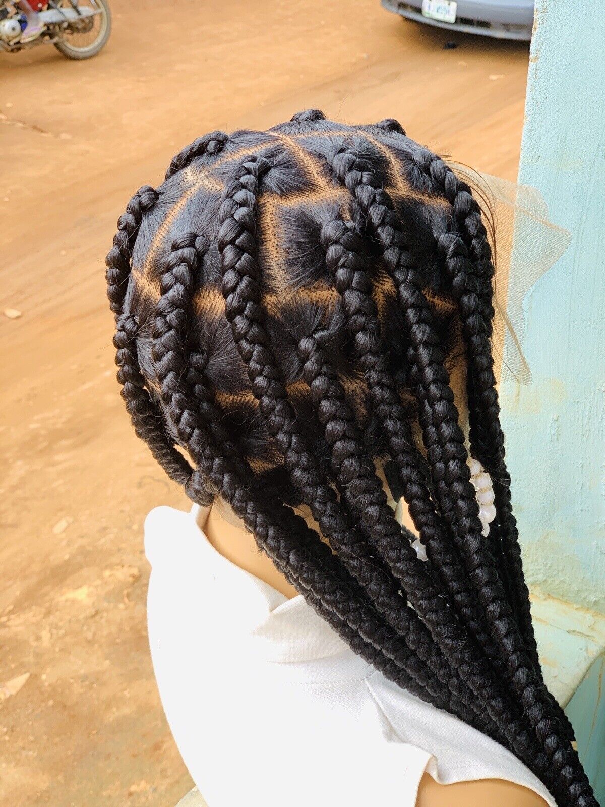 Large Knotless Braids On Full Lace Wig, Braided Wig, Box Braids, Synthetic Hair,