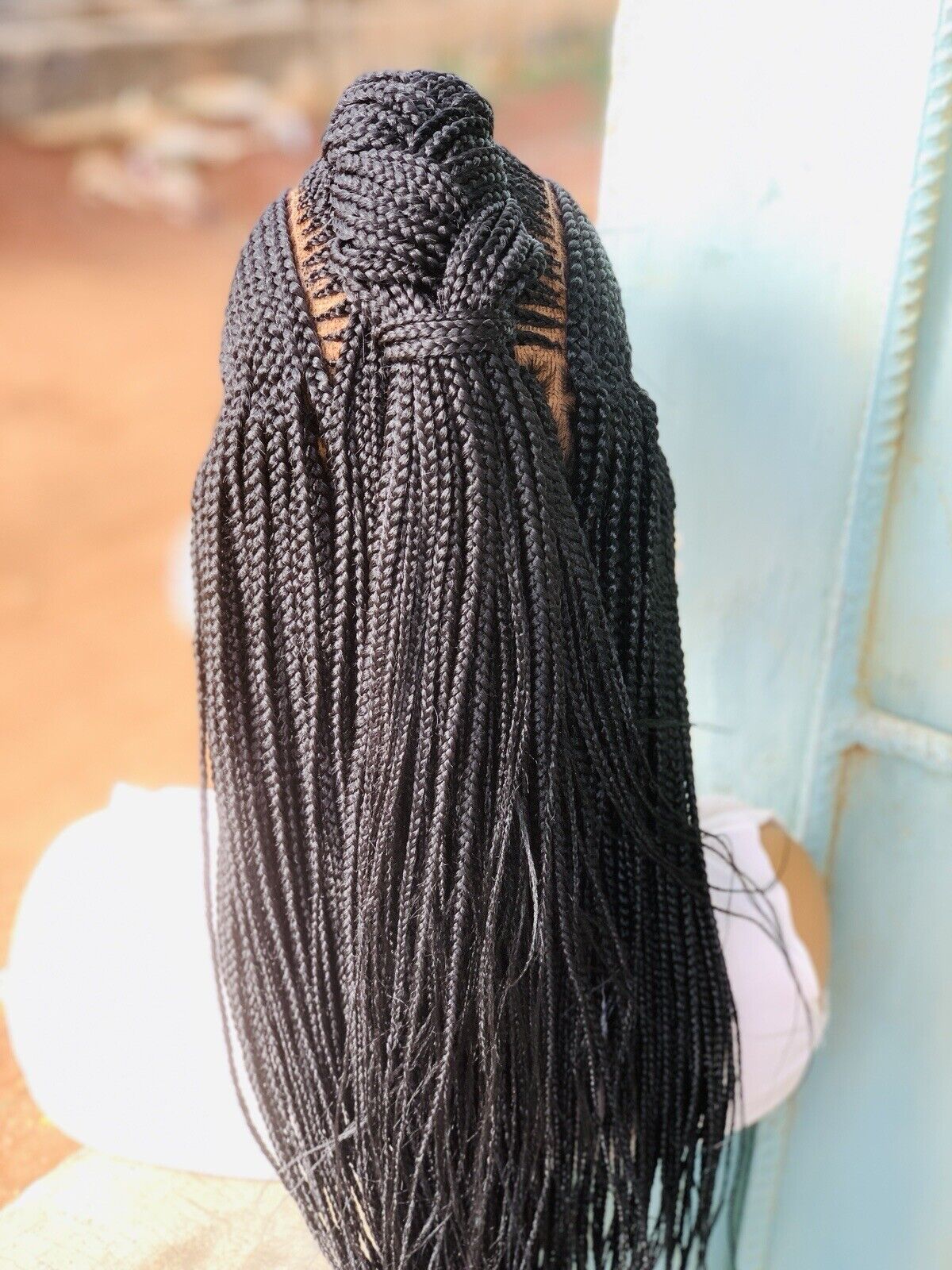 Braided Wig, Black Women Wig, Full Lace, Cornrow, Synthetic, Human Hair, Knotles