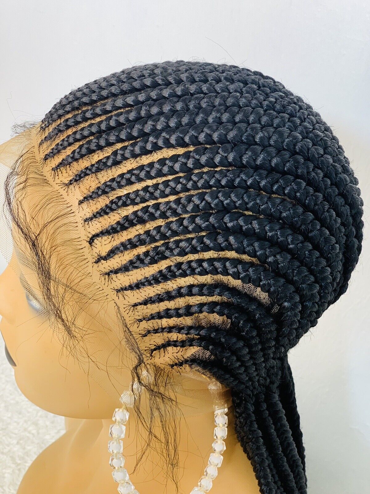 Cornrows Braided Wig For Black Women, Braided, Box Braids, Human Hair, Synthetic