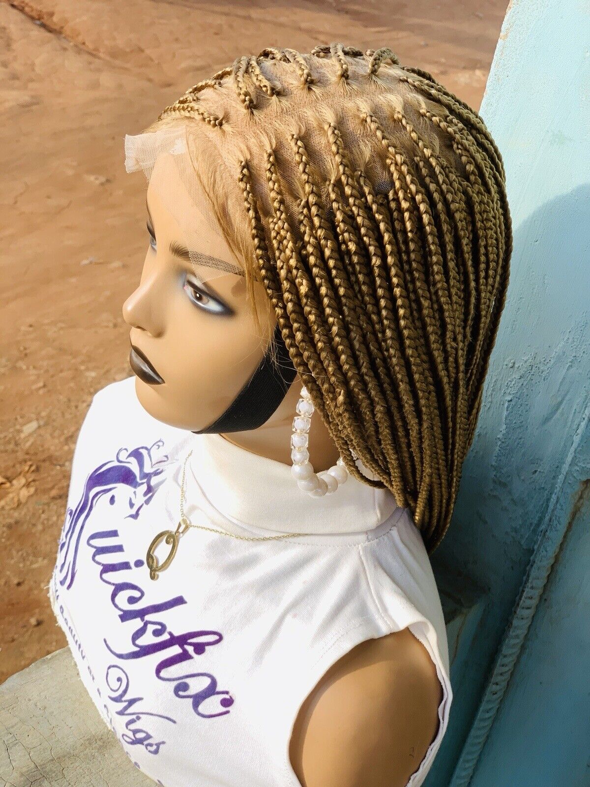 Blonde Knotless Braids wig on Lace Closure